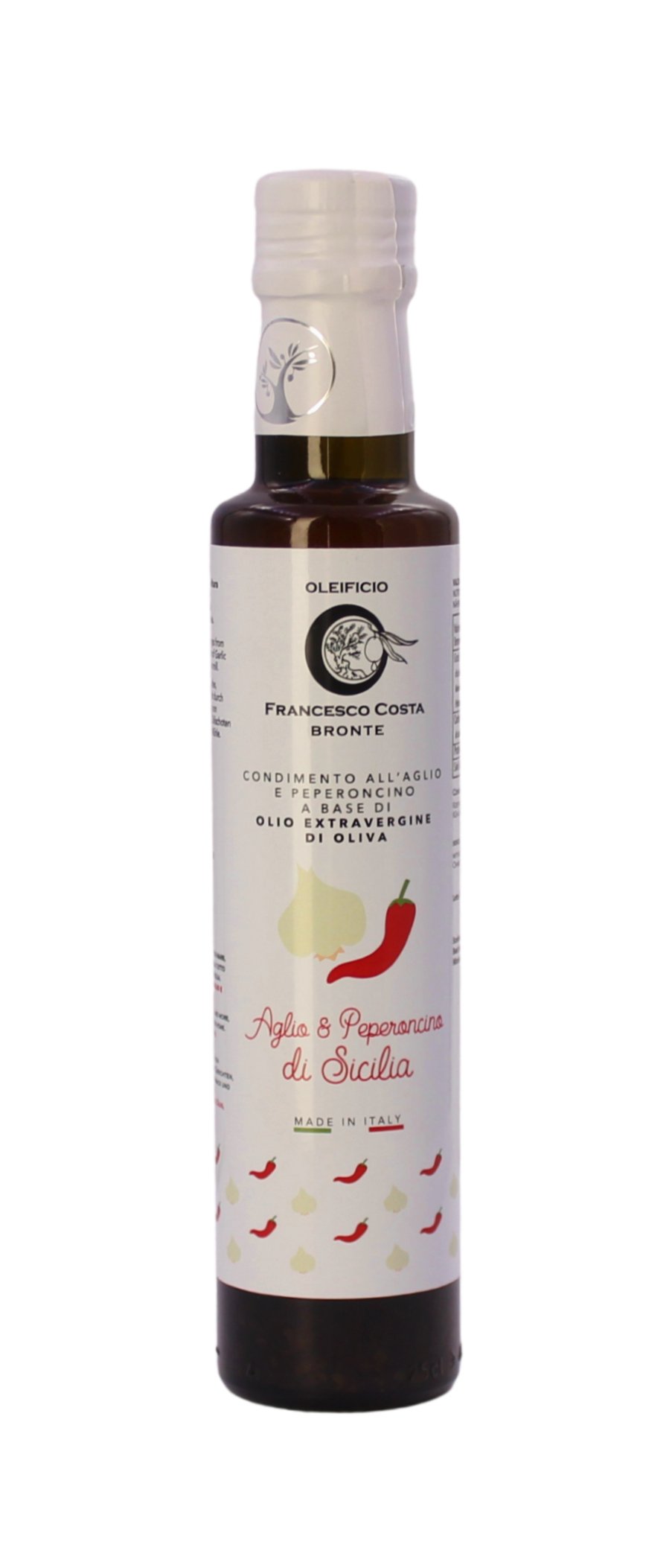Oleificio Costa, Condimento a base di Olio Extra Vergine all'Aglio e Peperoncino 250 ml, Olivenöl, 0.25 l