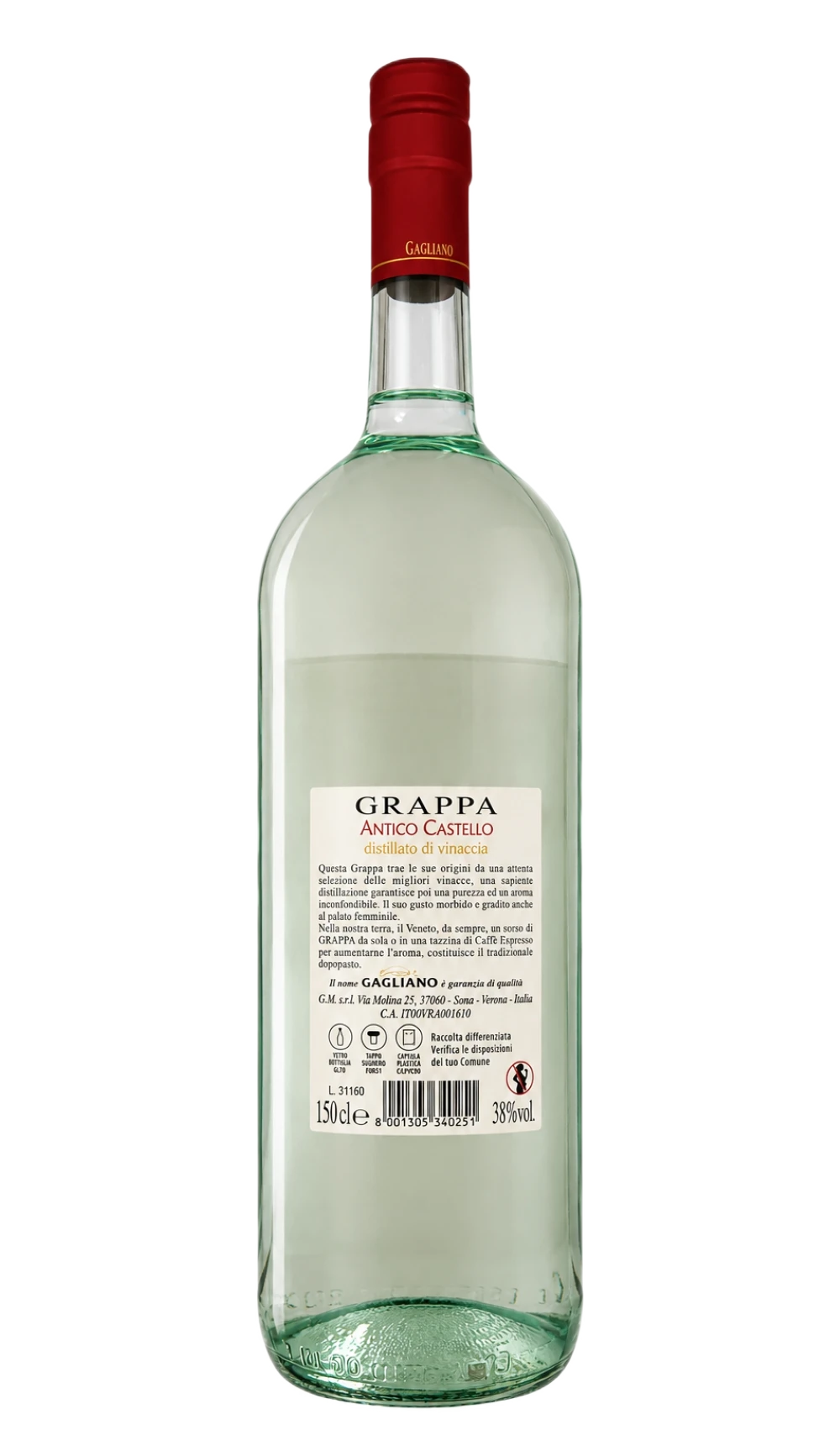 Grappa Bianca Antico Castello Magnum 1,5 L