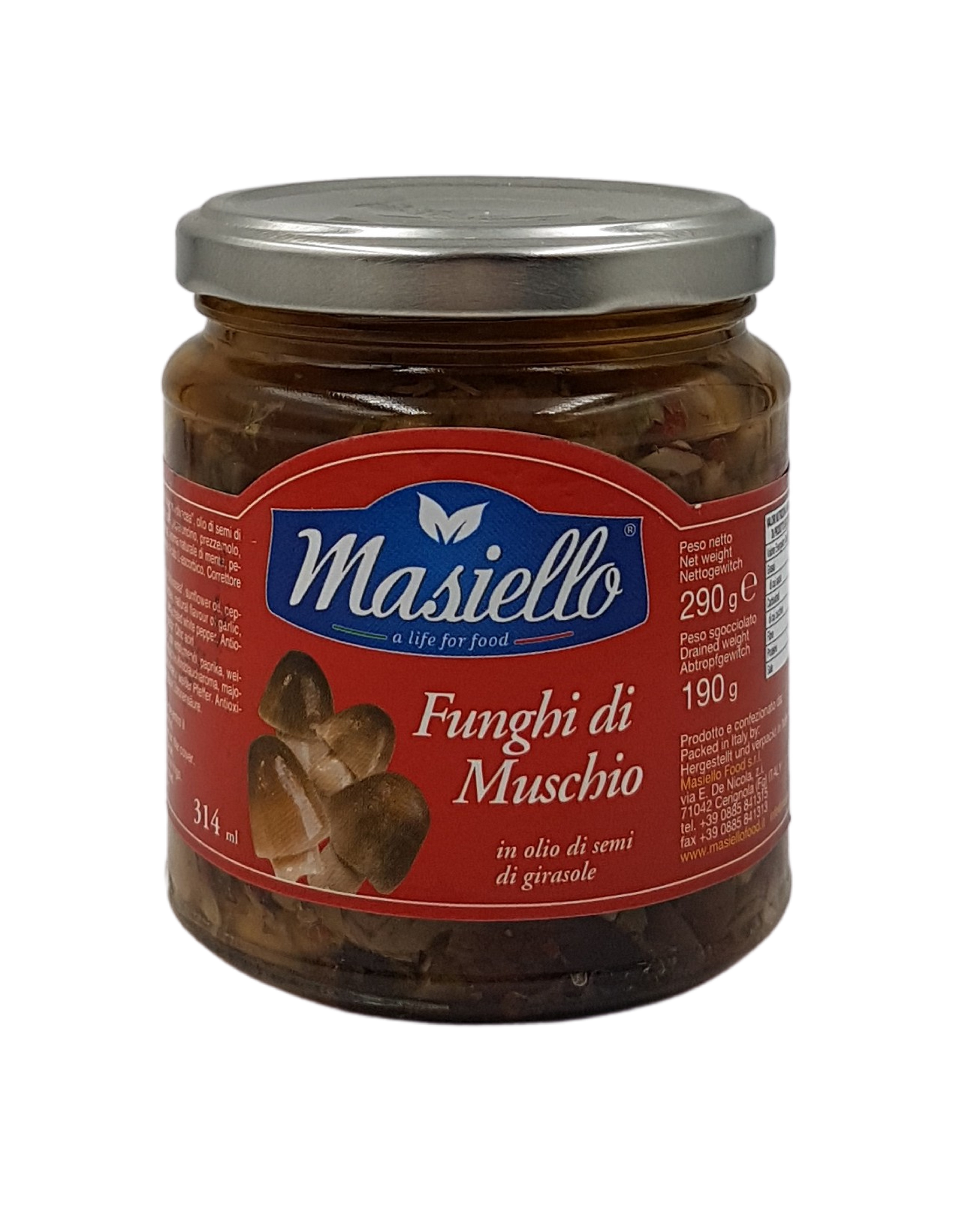 Masiello, Funghi di Muschio in Olio 290 g, Antipasti, 0,19 kg