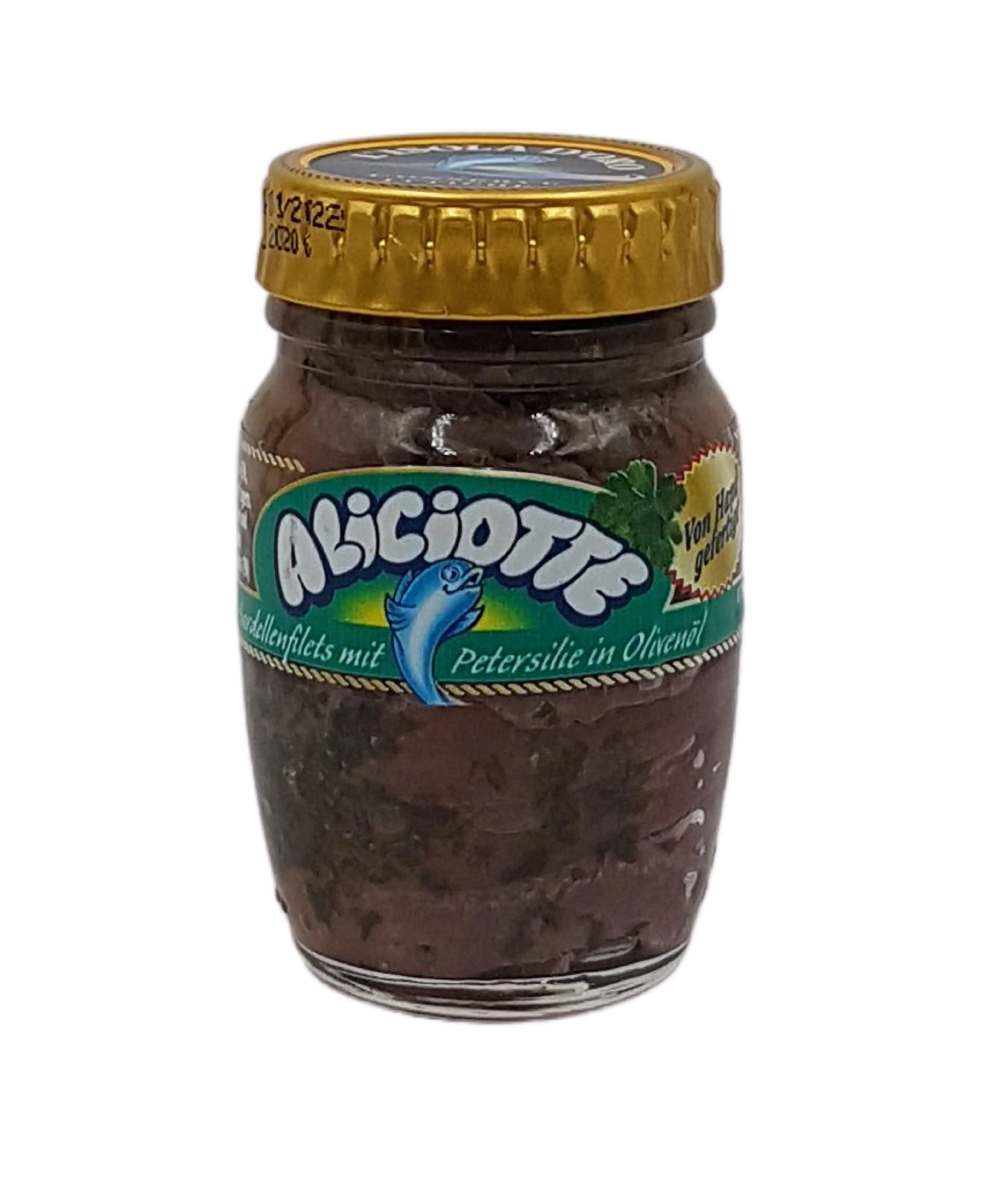 Filetti di Alici con Prezzemolo in Olio di Oliva 90 g Filetti di Alici con Prezzemolo in Olio di Oliva 90 g