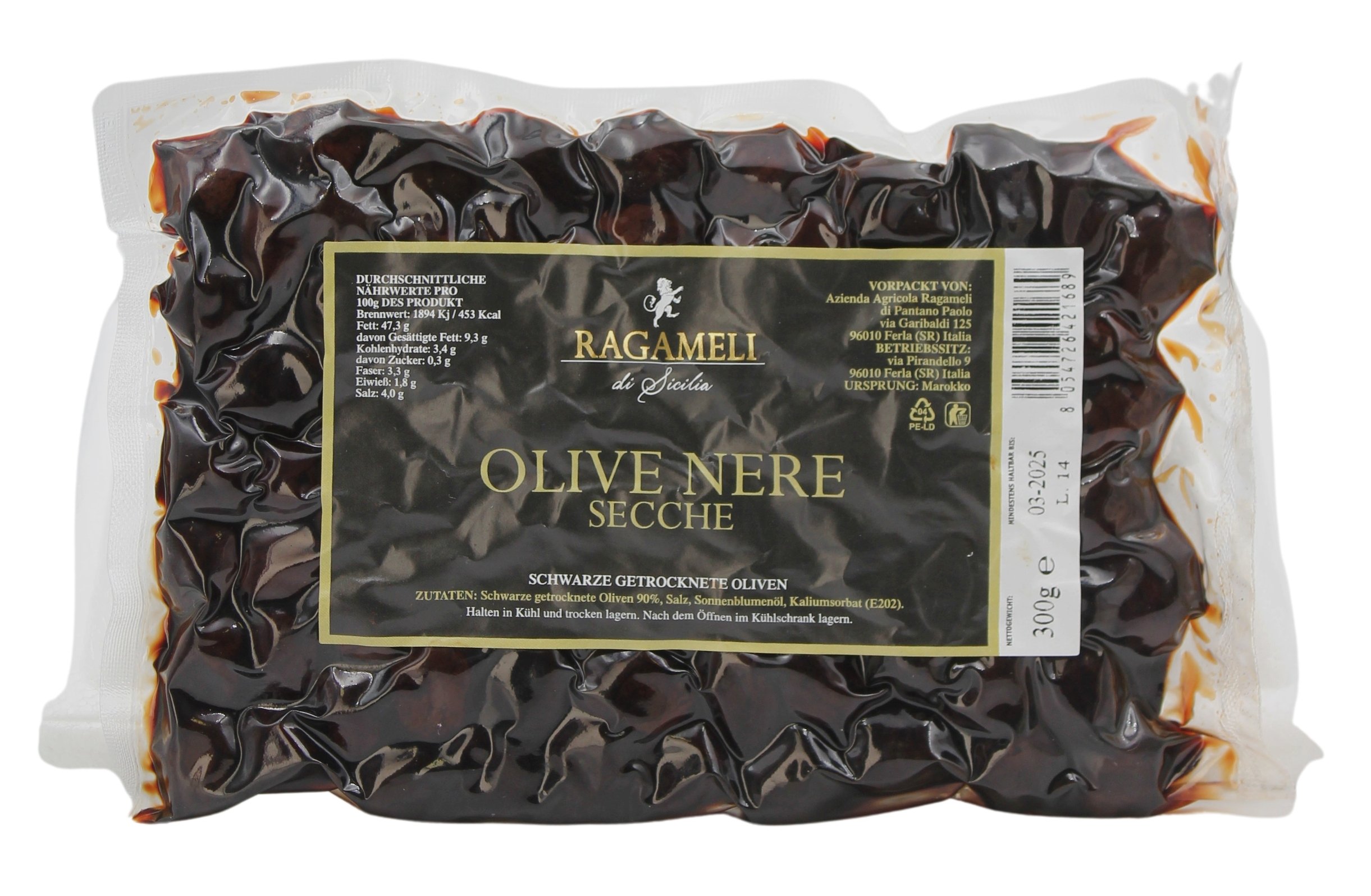 Ragameli, Olive Nere Secche 300 g, Antipasti, 0,3 kg