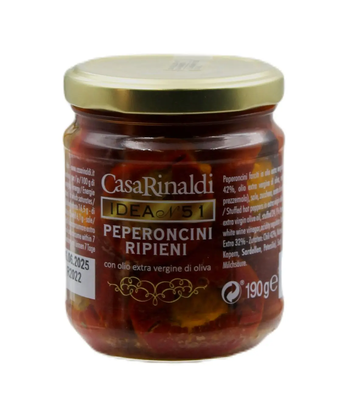 Peperoncini Ripieni con Olio Extra Vergine di Oliva 190 g Peperoncini Ripieni con Olio Extra Vergine di Oliva 190 g