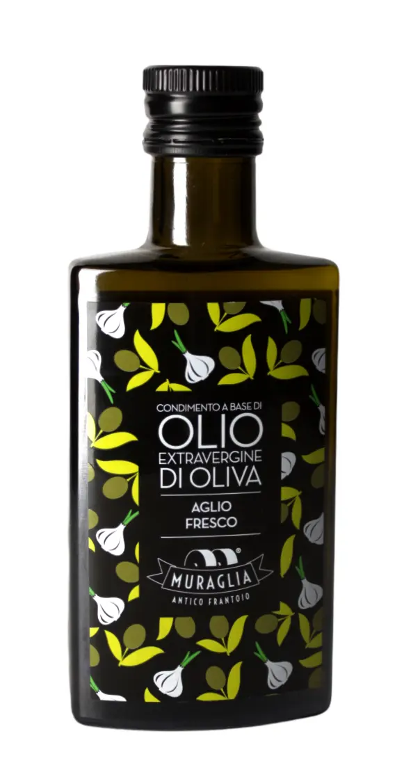 Condimento a Base di Olio Extra Vergine di Oliva Aglio Fresco 200 ml Condimento a Base di Olio Extra Vergine di Oliva Aglio Fresco 200 ml