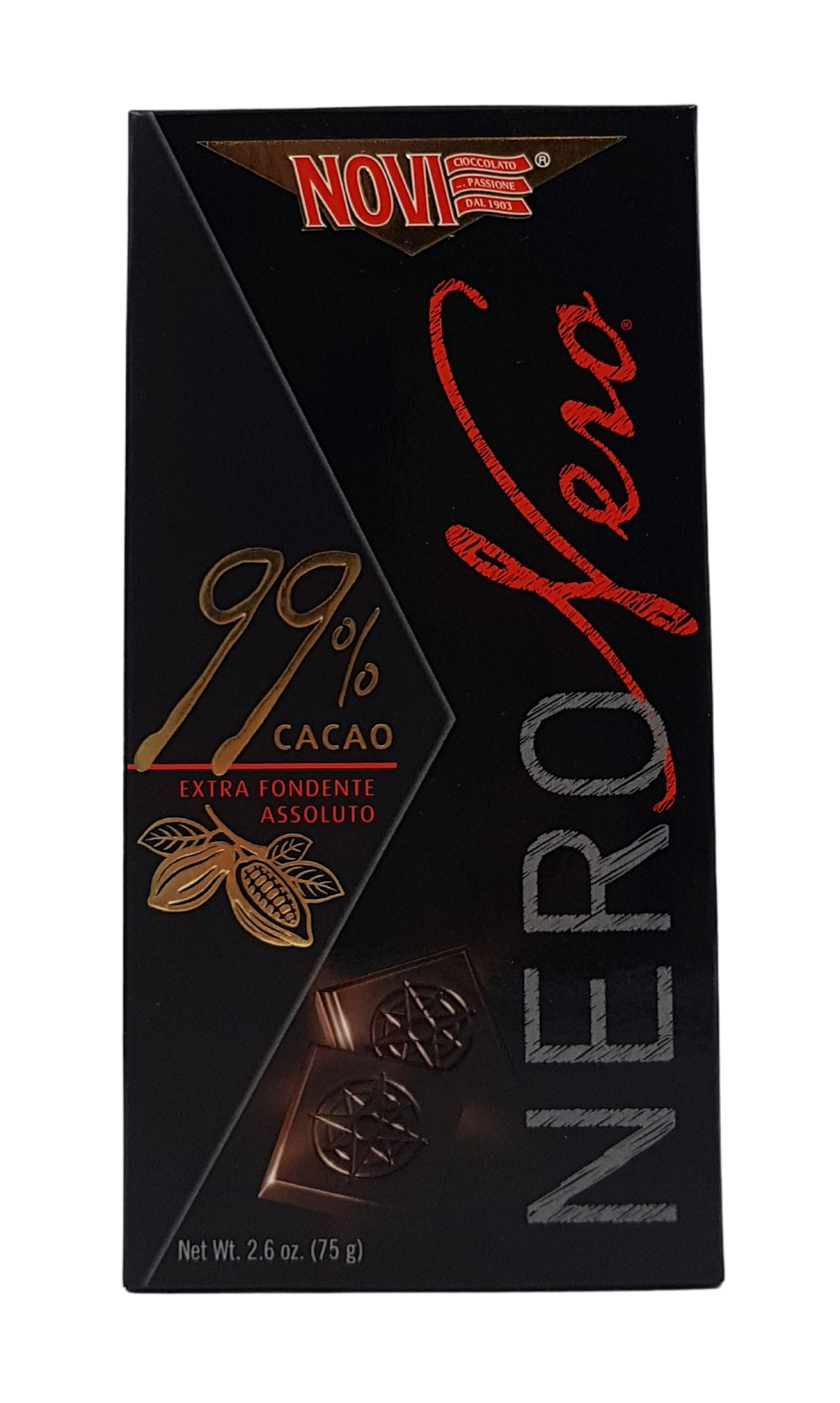 Novi, Cioccolato Nero 99% Fondente Amaro Extra 75 g, Süßwaren, 0,075 kg