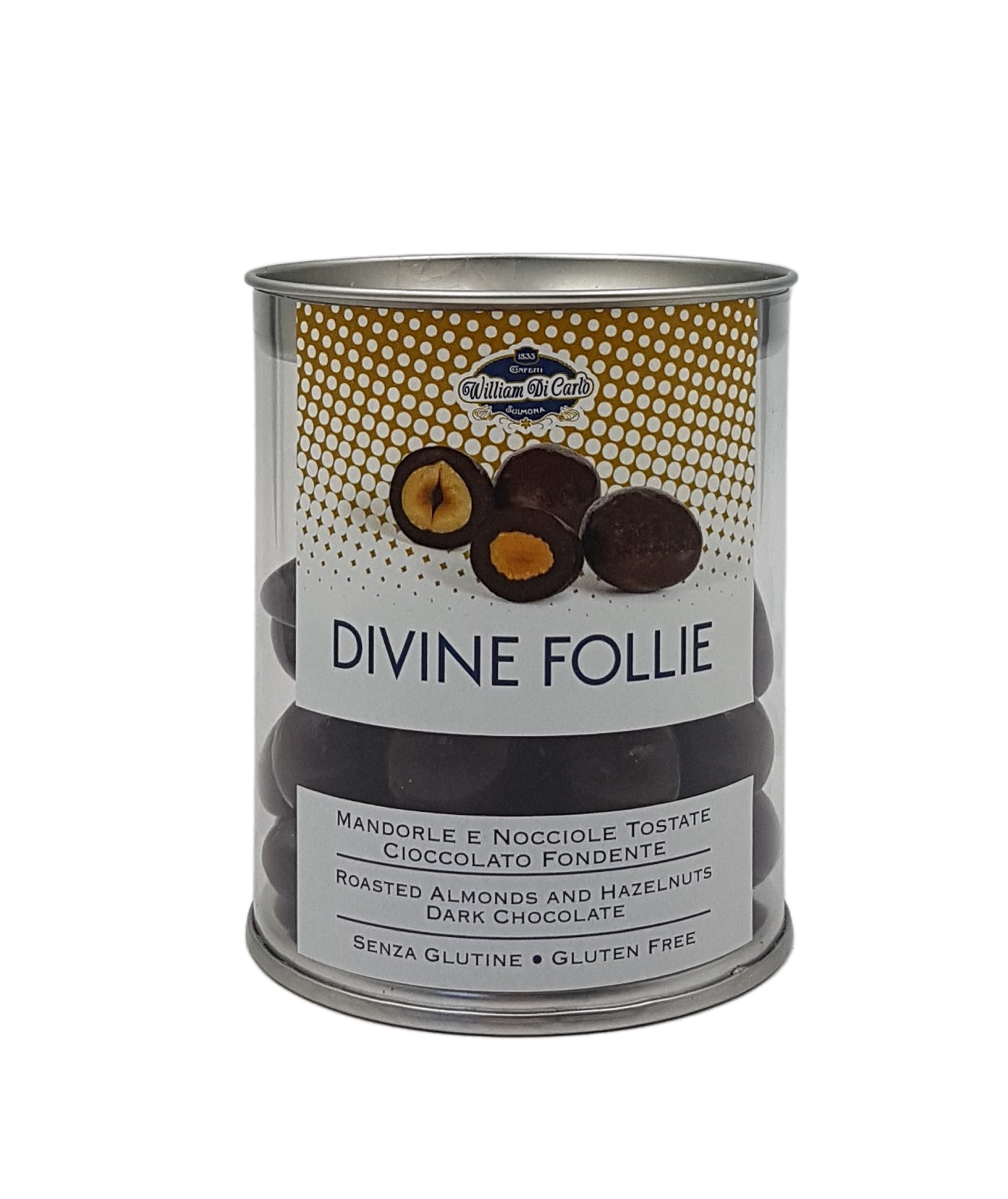 William di Carlo, Divine Follie Mandorle e Nocciole Cioccolato Fondente 150 g, Süßwaren, 0,15 kg
