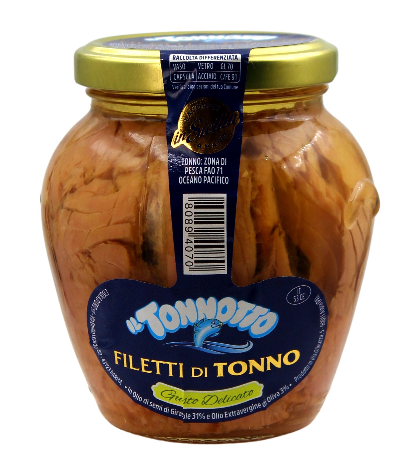 L'Isola d'oro Filetti di Tonno in Olio di Semi di Girasole 300 g (28,97 €/kg)