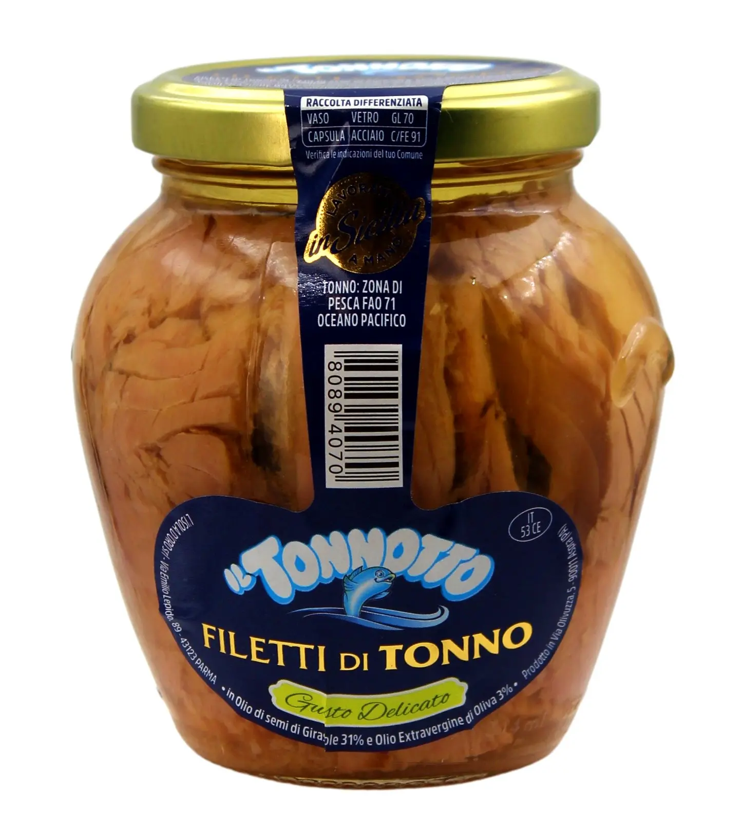Filetti di Tonno in Olio di Semi di Girasole 300 g Filetti di Tonno in Olio di Semi di Girasole 300 g