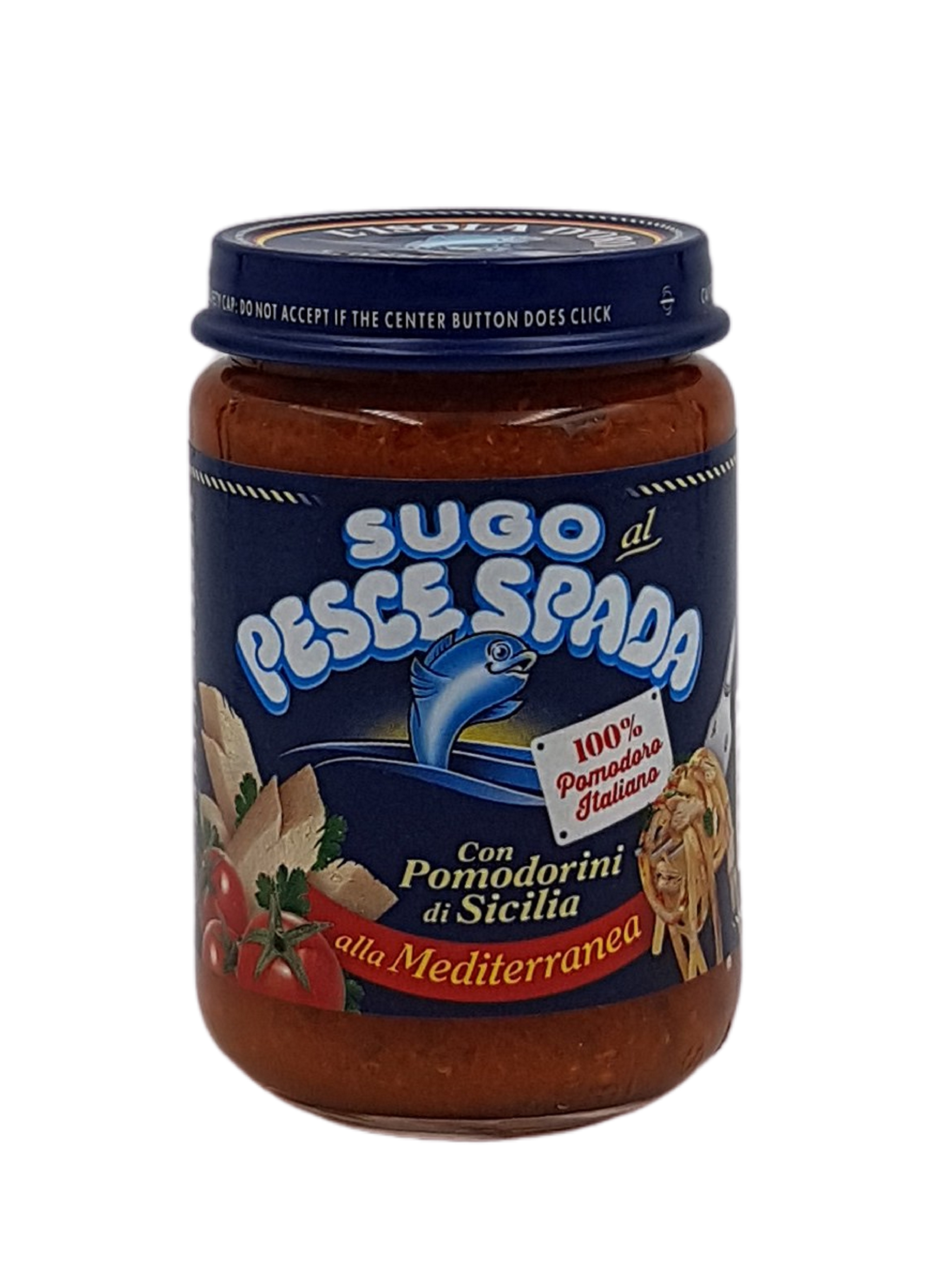 L'Isola d'oro, Sugo Pesce Spada con Pomodorini di Sicilia 130 g, Saucen & Pesto, 0,13 kg