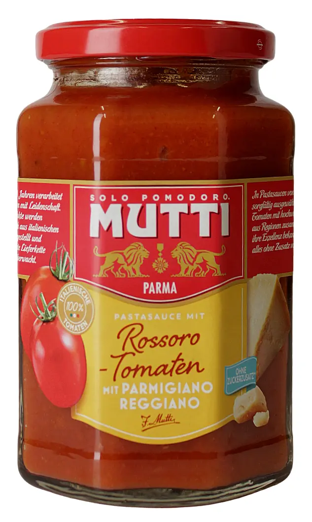 Pastasauce mit Rossoro-Tomaten & Parmigiano Reggiano 400 g Pastasauce mit Rossoro-Tomaten & Parmigiano Reggiano 400 g
