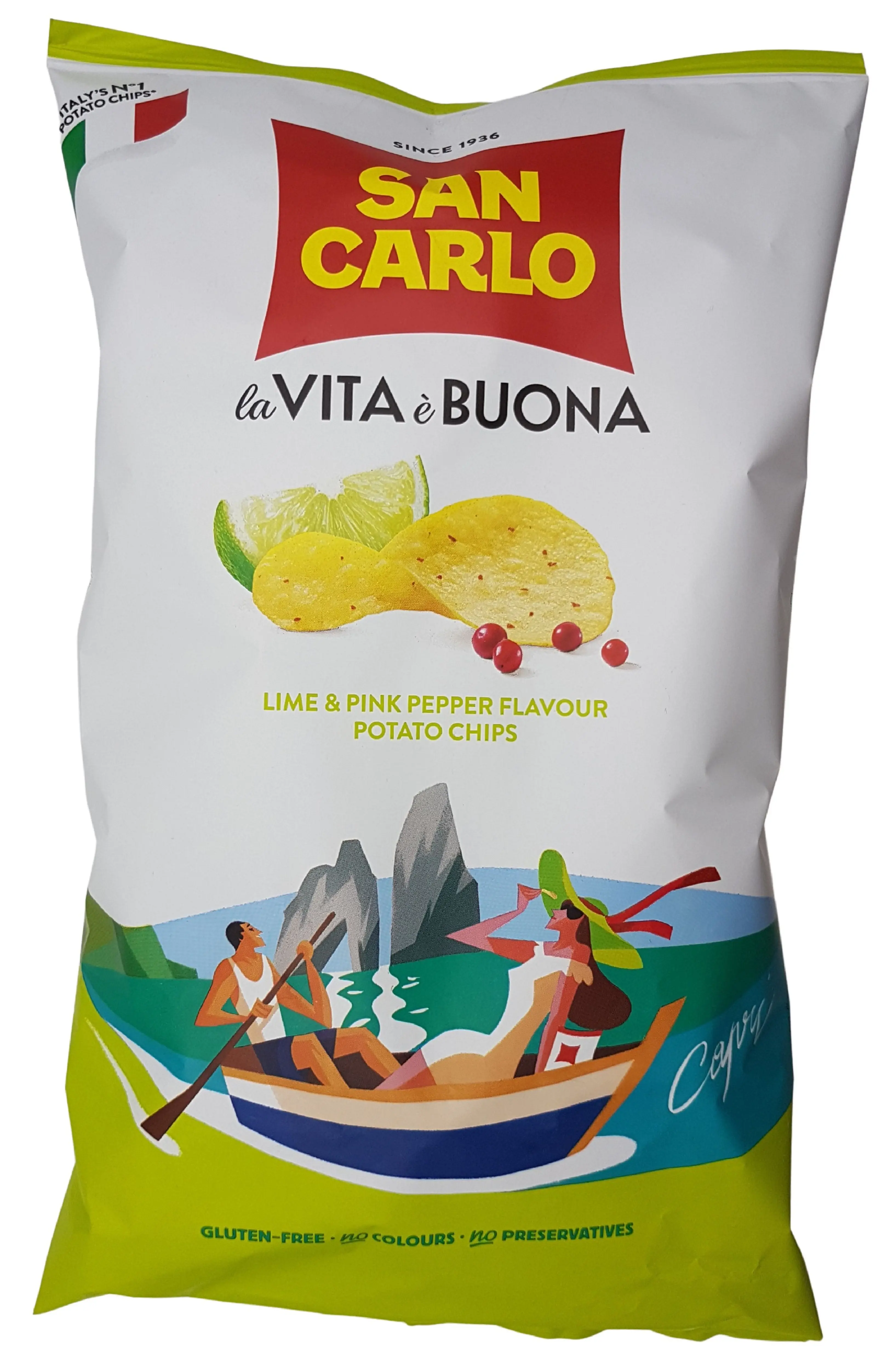 Chips Più Gusto Lime & Pink Pepper Capri 150 g Chips Più Gusto Lime & Pink Pepper Capri 150 g