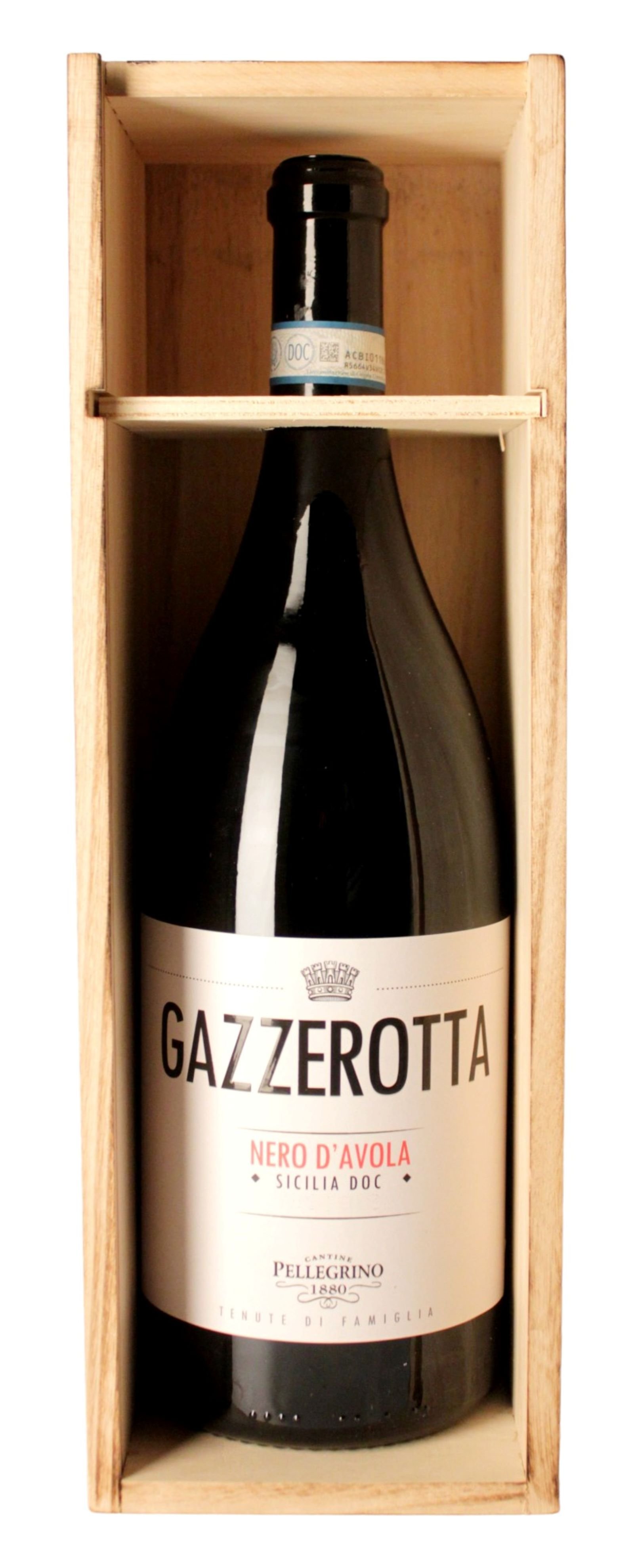 Cantine Pellegrino 1880, Nero d'Avola Gazzerotta Magnum in Original-Holzkiste, Rotwein, 1,5 l
