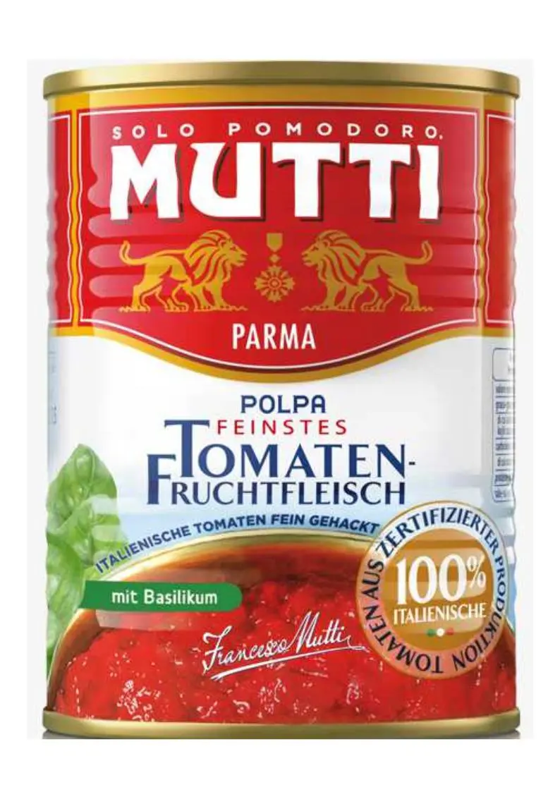 Polpa Feinstes Tomaten-Fruchtfleisch mit Basilikum 400g Polpa Feinstes Tomaten-Fruchtfleisch mit Basilikum 400g