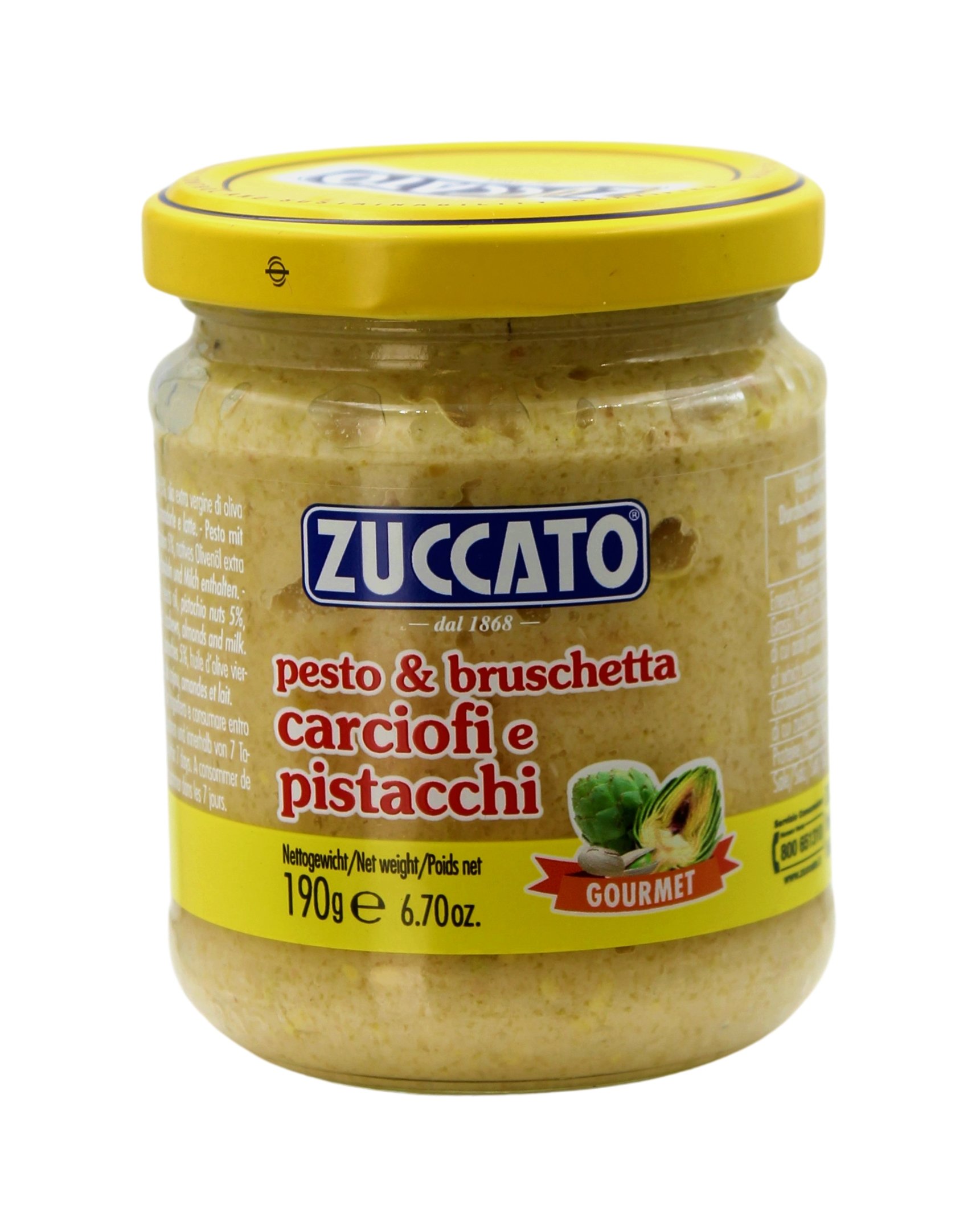 (19,42 €/kg) ZUCCATO Pesto & Bruschetta Carciofi e Pistacchi 190 g