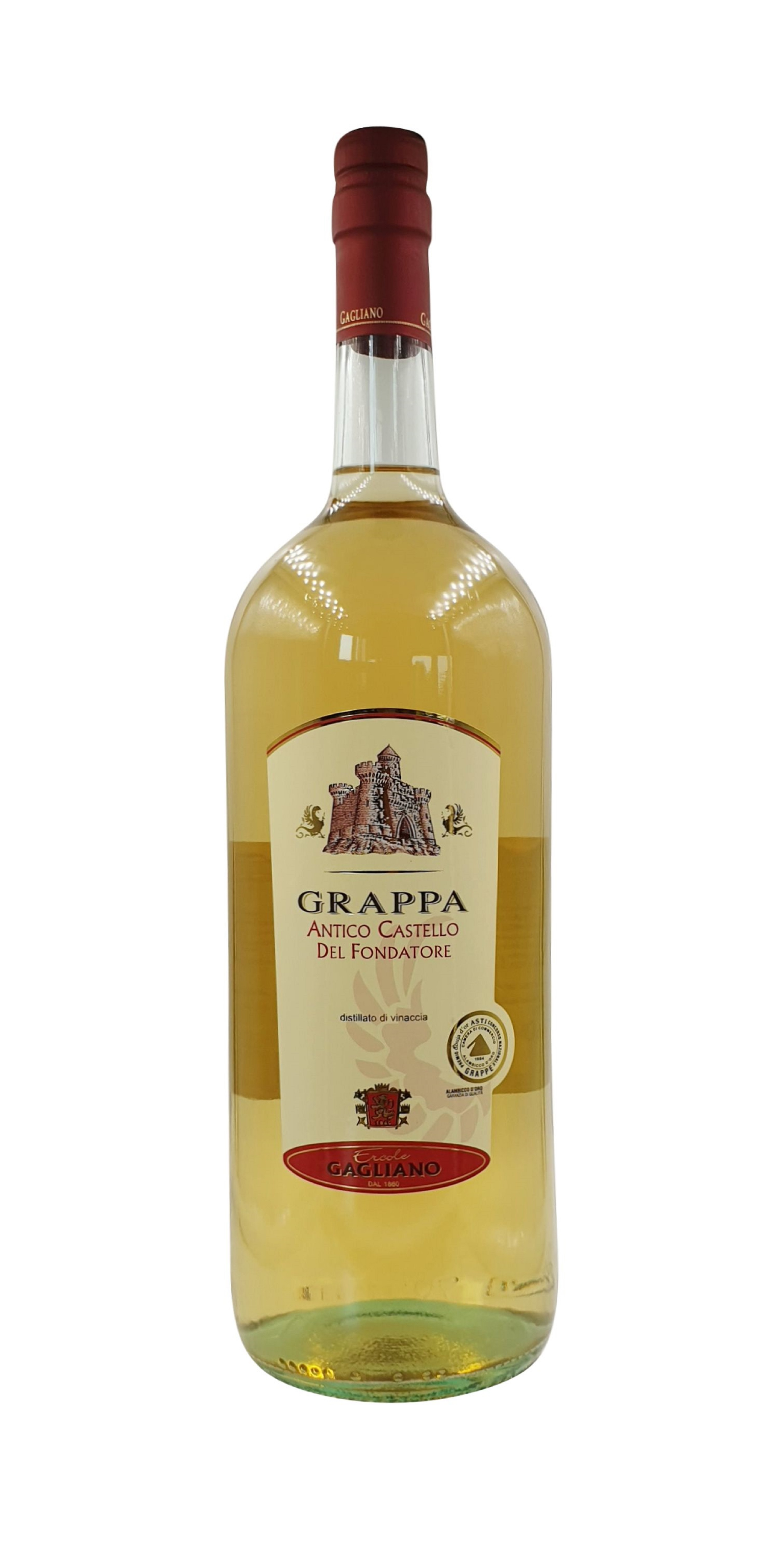 Ercole Gagliano, Grappa Antico Castello del Fondatore Magnum 1,5 L, Grappa, 1,5 l