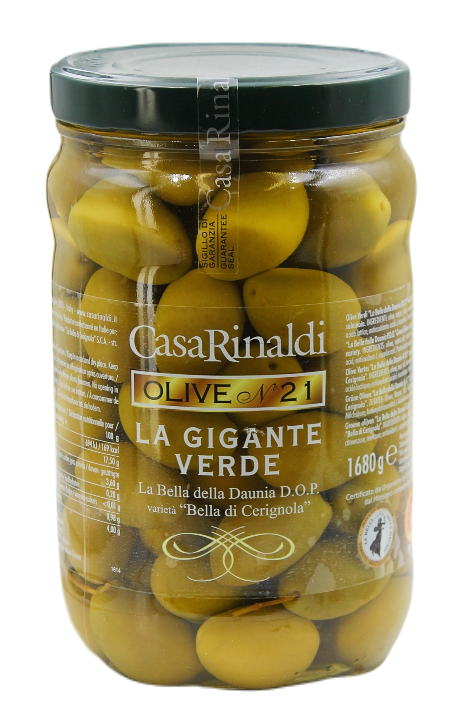 Casa Rinaldi, Olive No 21 La Gigante Verde 1680 g, Antipasti, 1 kg