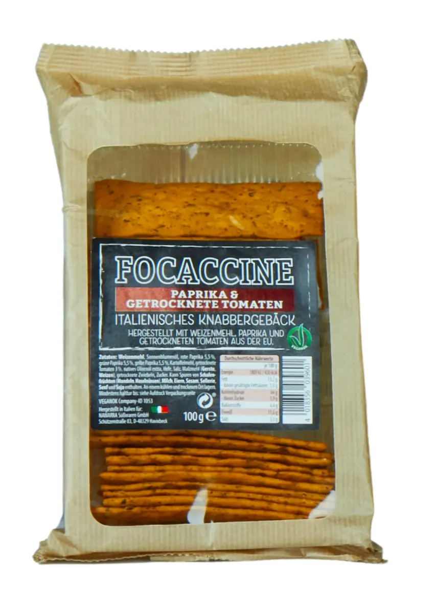 Focaccine Paprika & getrocknete Tomaten 100 g Focaccine Paprika & getrocknete Tomaten 100 g