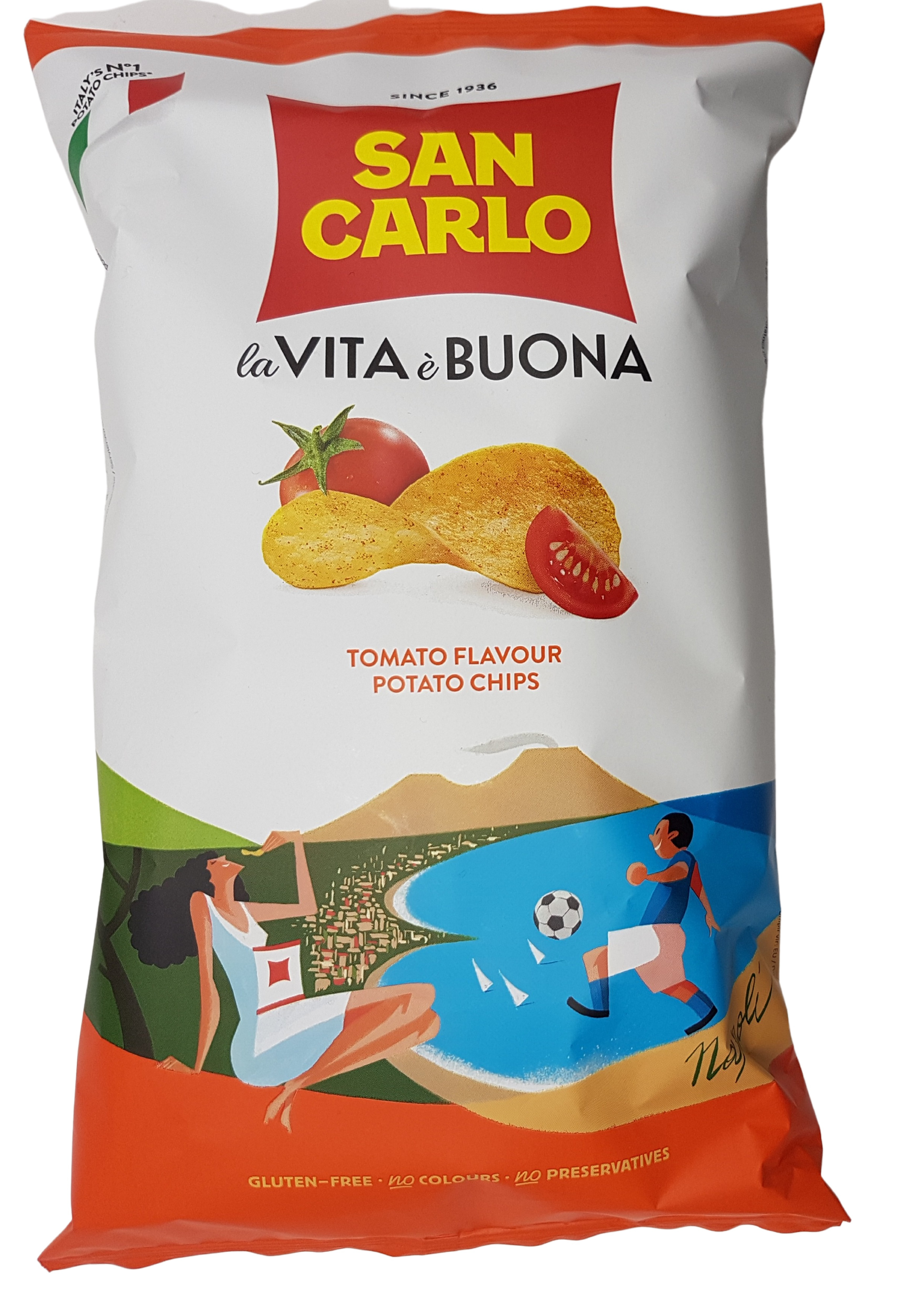 San Carlo, Chips Più Gusto Tomato Napoli 150g, Brot & Knabbern, 0,15 kg