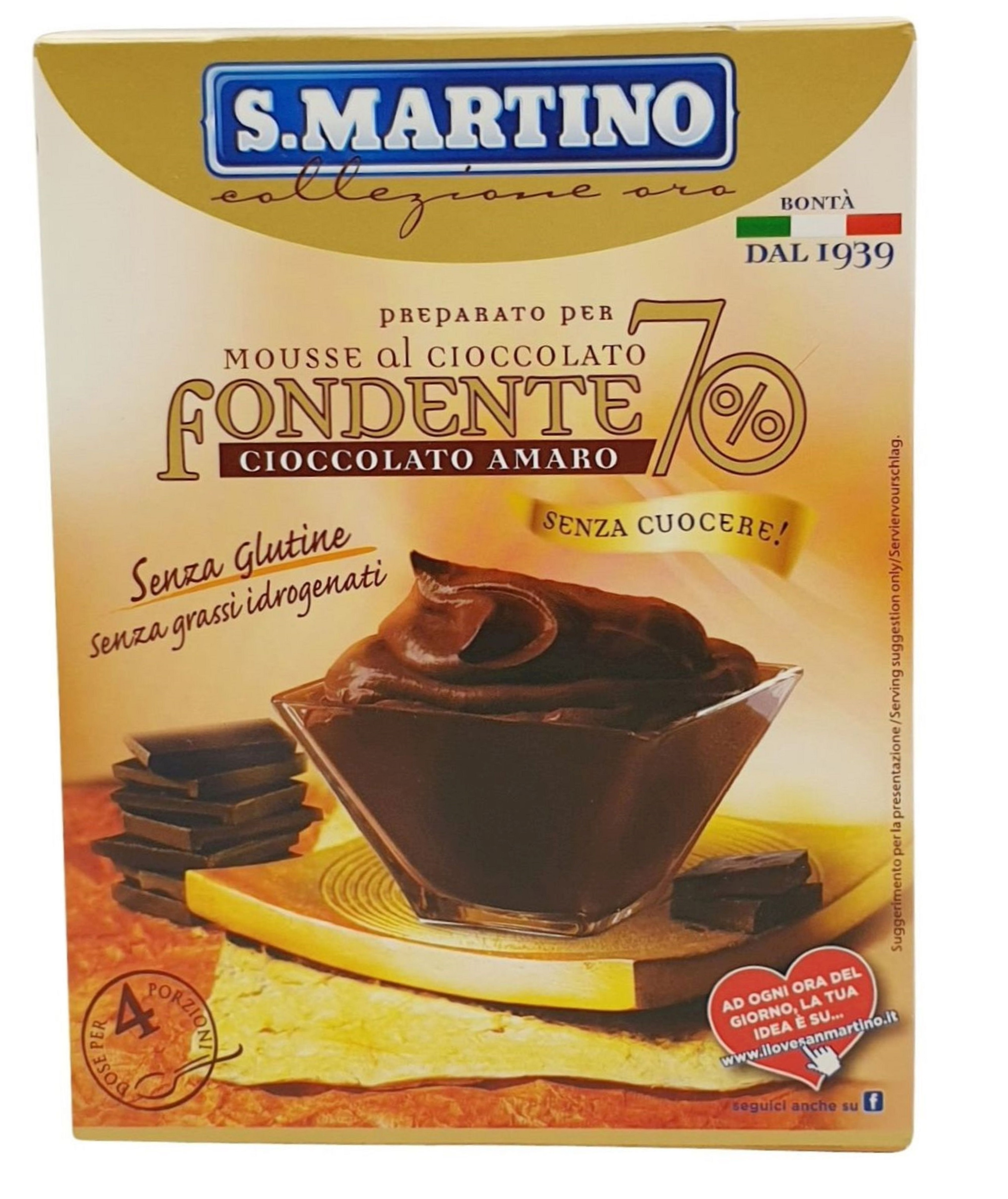S.Martino, Preparato per Mousse al Cioccolato Fondente Cioccolato Amaro 115 g , Süßwaren, 0,115 kg