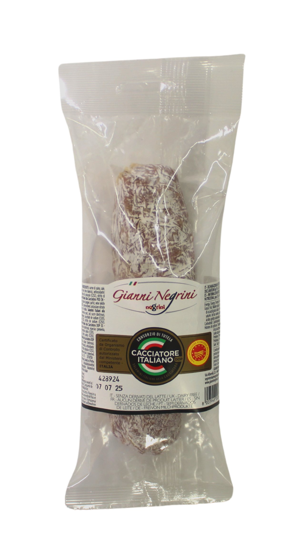 Gianni Negrini, Salame Cacciatore Italiano DOP 200 g, Fleisch & Wurst, 0,2 kg