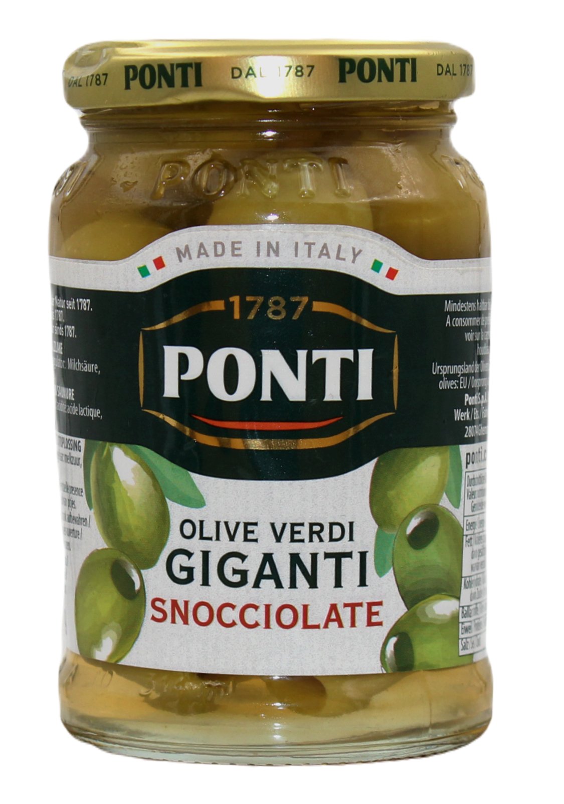 Ponti, Olive Verdi Giganti Snocciolate 290 g , Antipasti, 0,13 kg