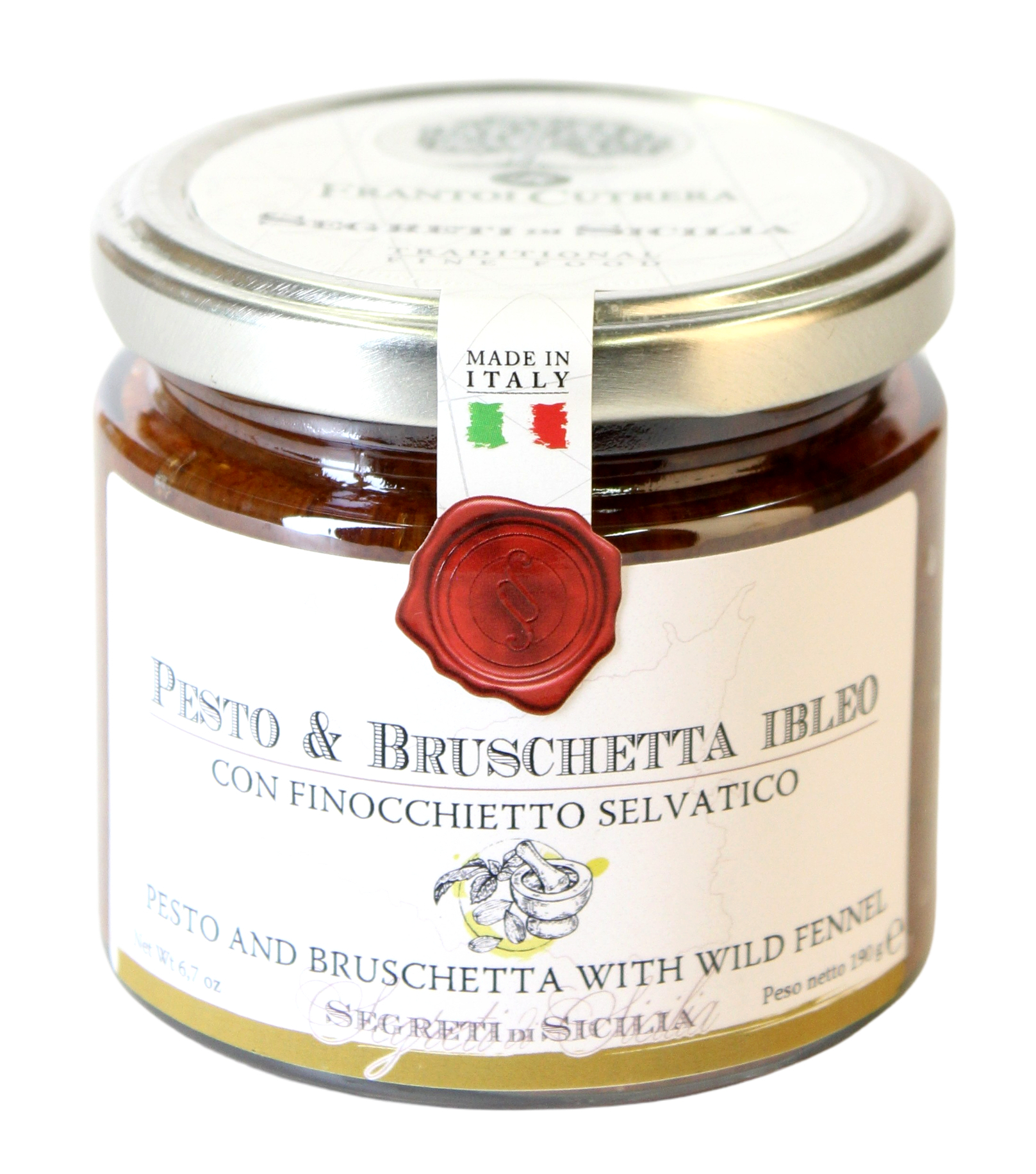Segreti di Sicilia, Pesto e Bruschetta Ibleo con Finocchietto Selvatico 190 g, Saucen & Pesto, 0,19 kg
