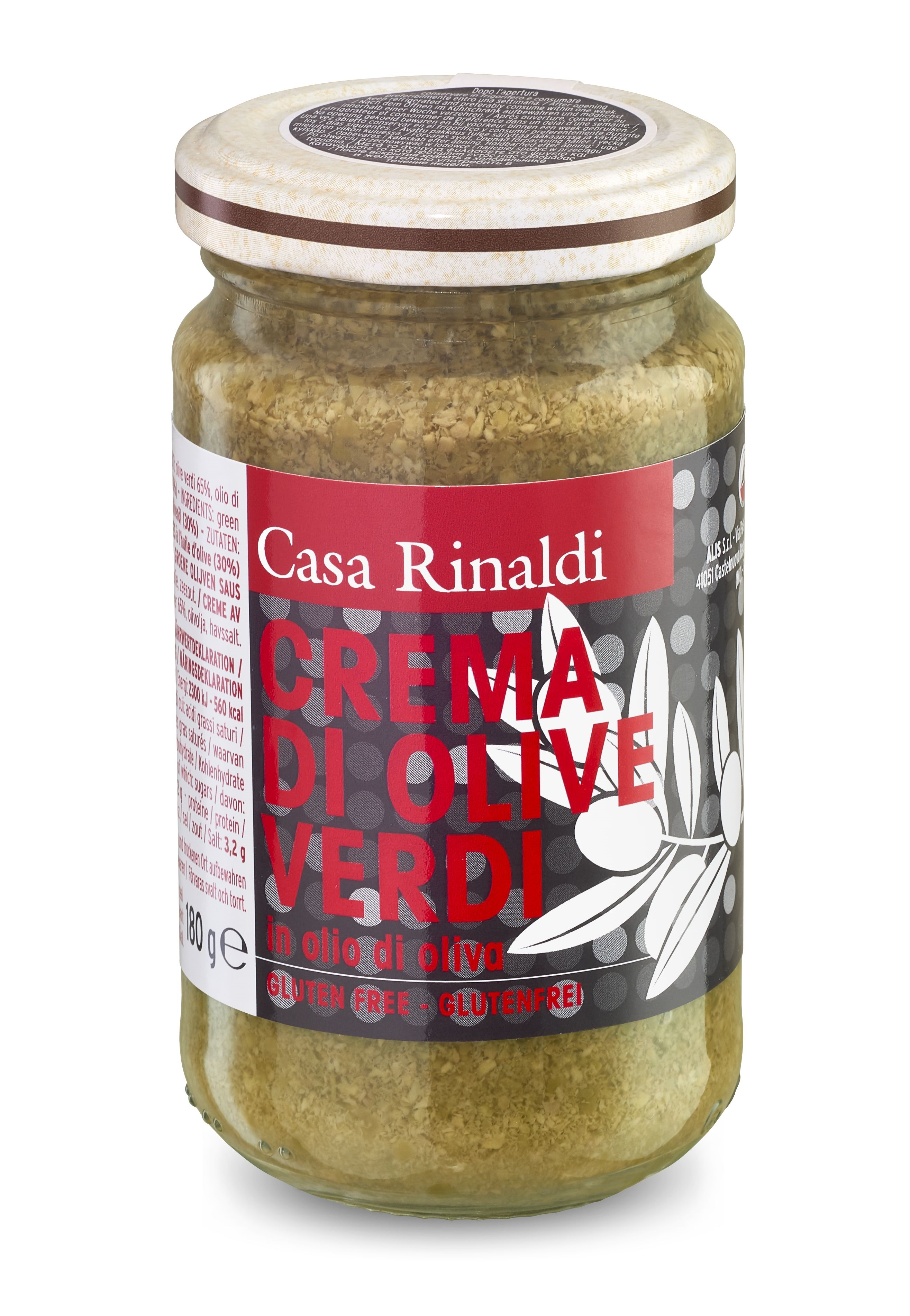 Casa Rinaldi, Crema di Olive Verdi 180 g , Antipasti, 0,18 kg