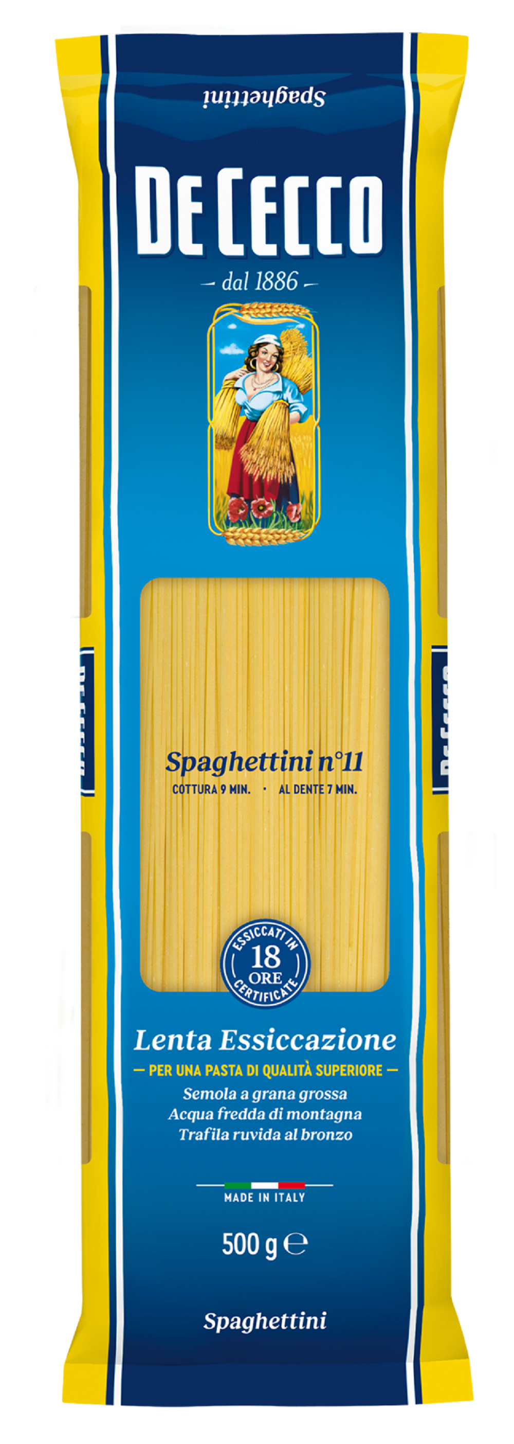 De Cecco, Spaghettini N°11, Pasta, 0,5 kg