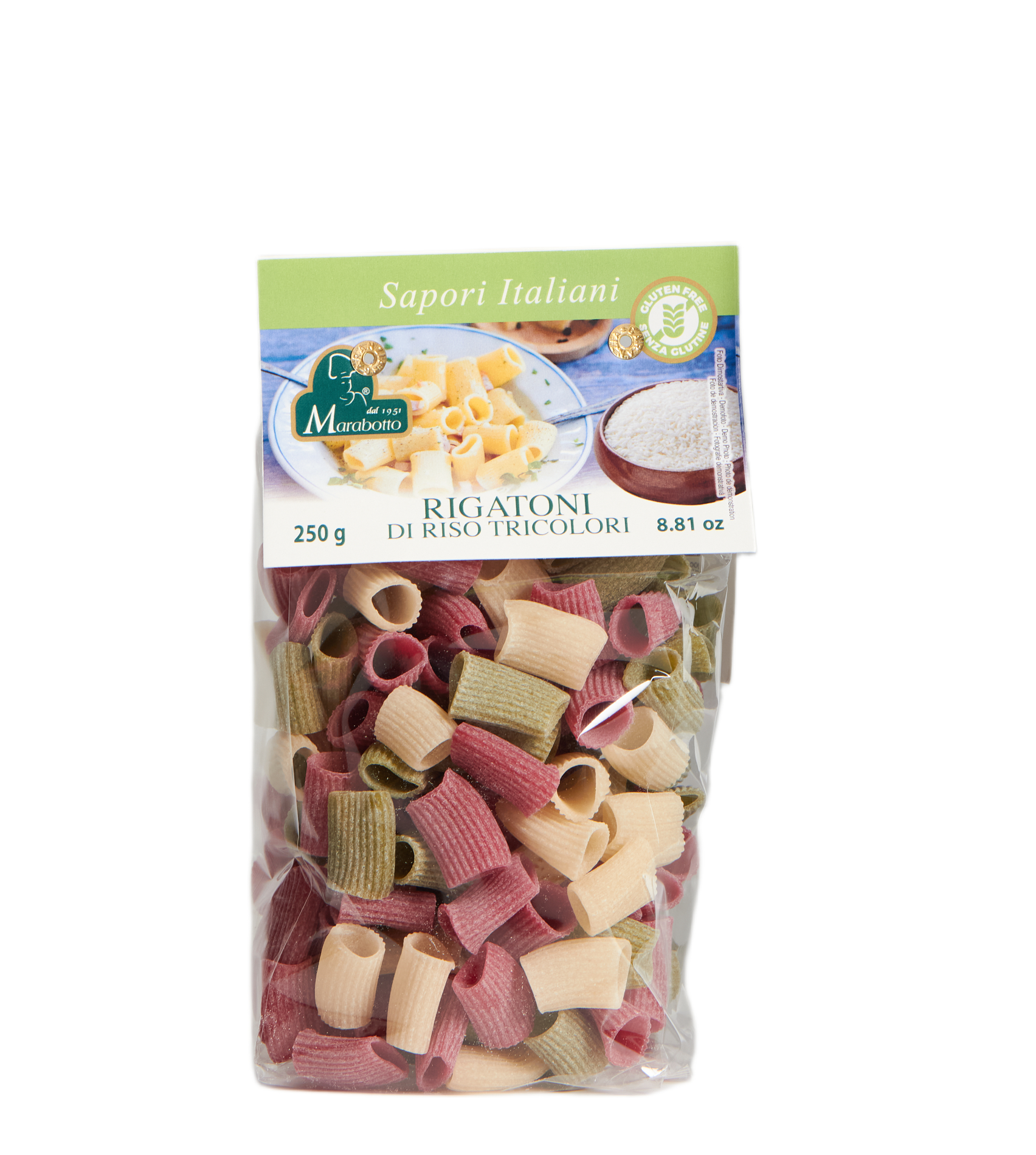 (14,76 €/kg) Marabotto Rigatoni di Riso Tricolori 250 g