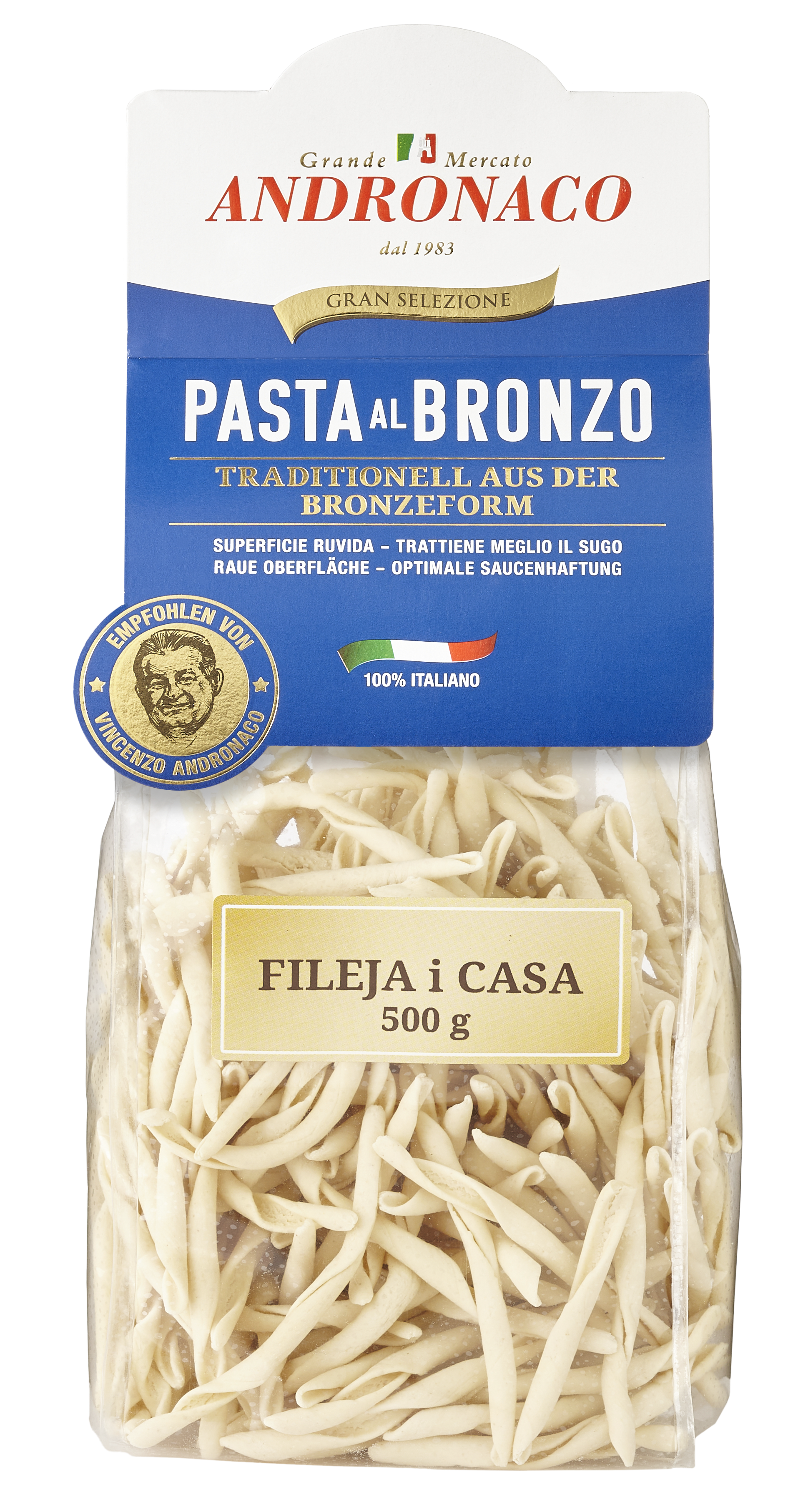 ANDRONACO, Pasta al Bronzo Fileja i Casa 500 g, Pasta, 0,5 kg