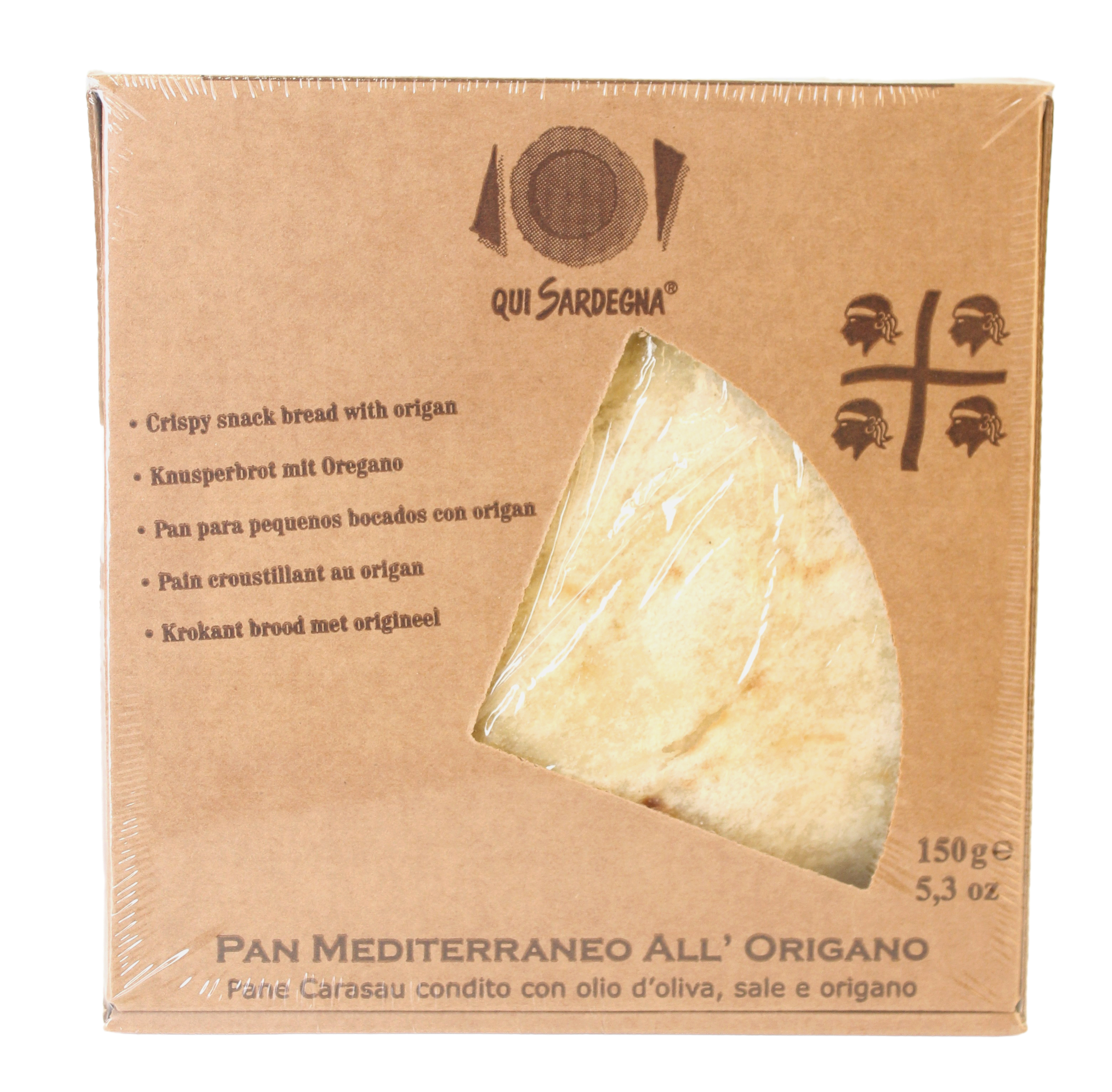 Qui Sardegna , Pan Mediterraneo all'Origano 150 g, Brot & Knabbern, 0,15 kg