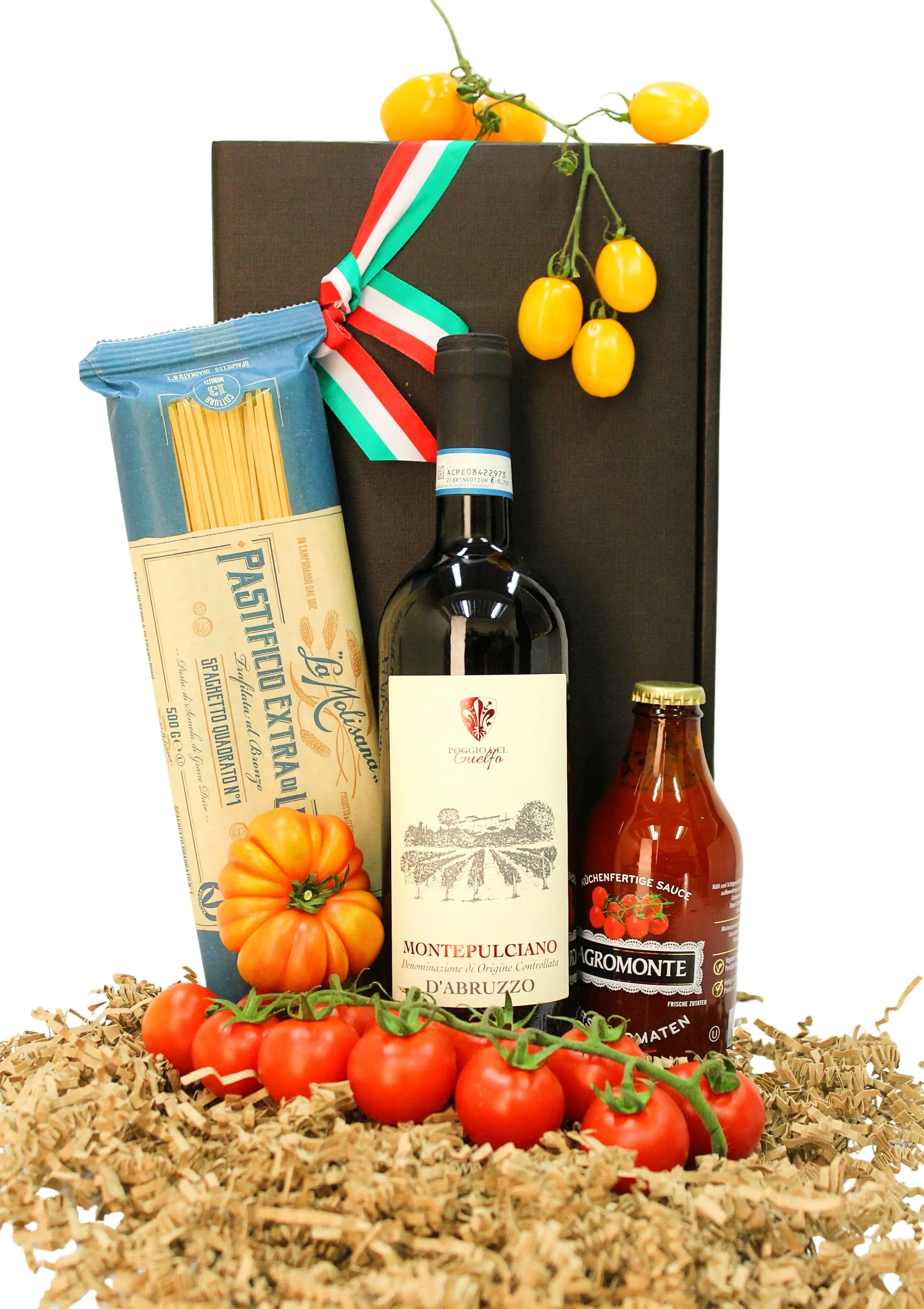Geschenkset "Italienischer Abend zu Zweit" mit Rotwein Geschenkset "Italienischer Abend zu Zweit" mit Rotwein
