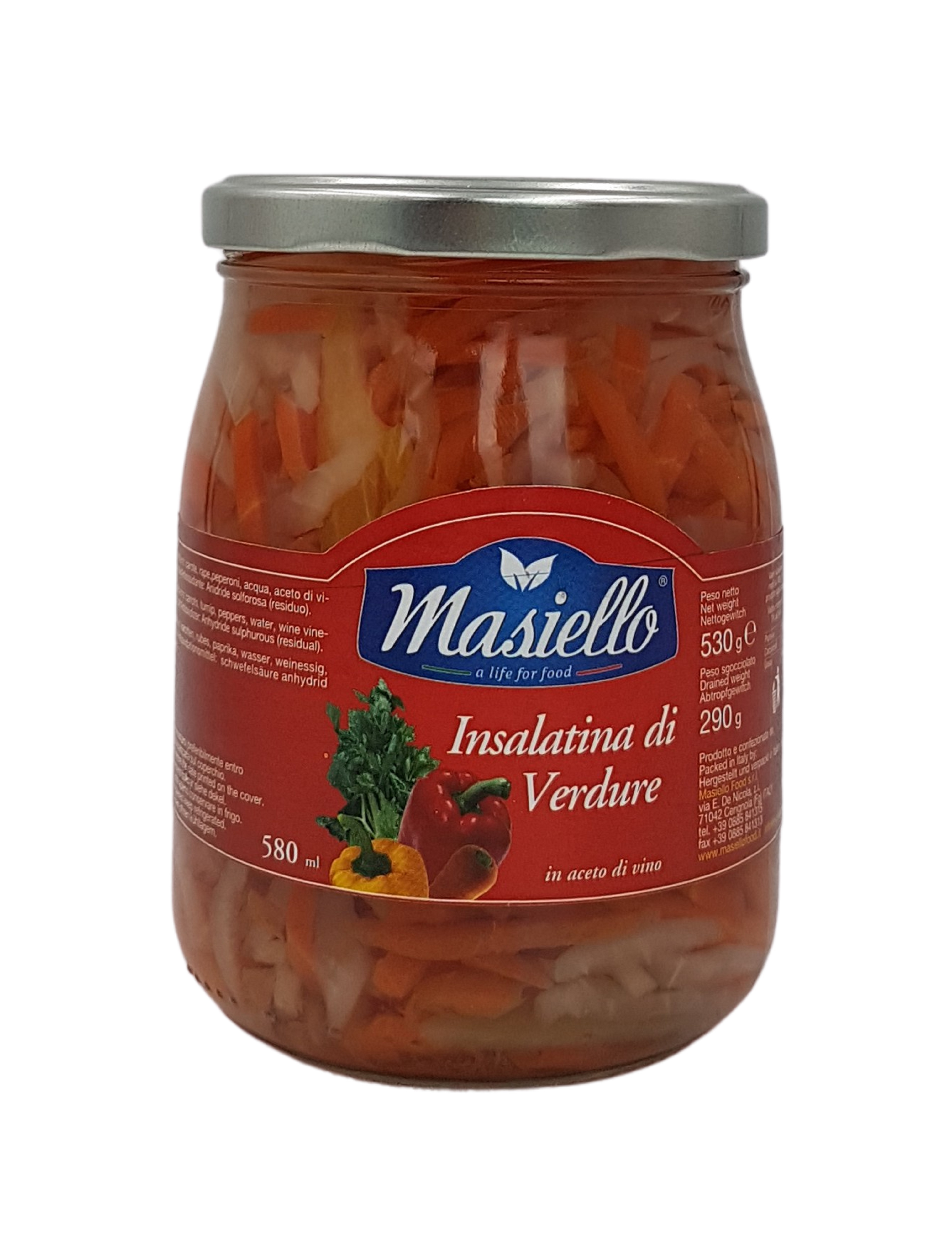 Masiello, Insalatina di Verdure in Aceto di Vino 530 g , Antipasti, 0,29 kg