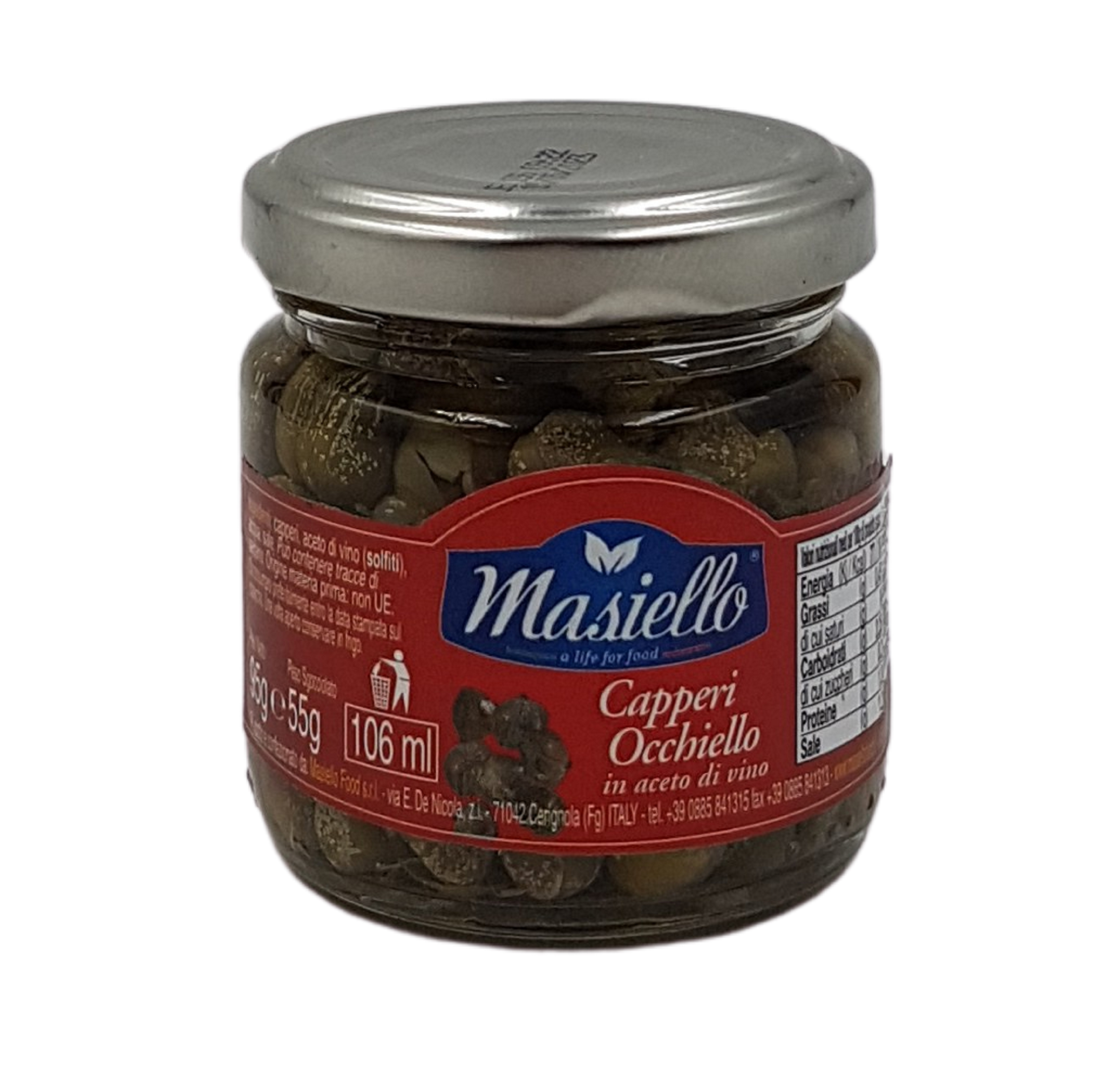 Masiello, Capperi Occhiello in Aceto di Vino 90 g, Gewürze, 0,055 kg