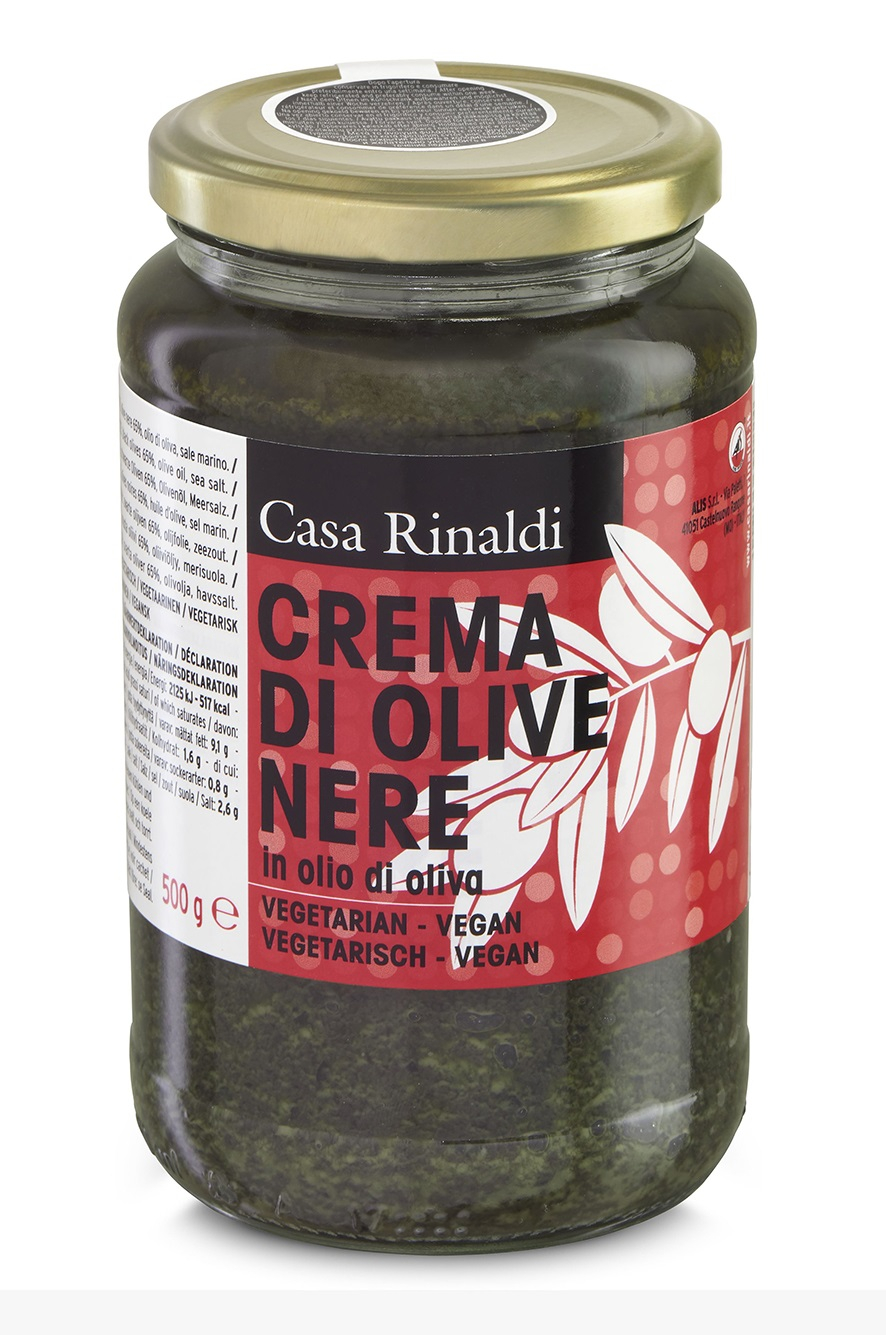 Casa Rinaldi, Crema di Olive Nere 500 g, Saucen & Pesto, 0,5 kg