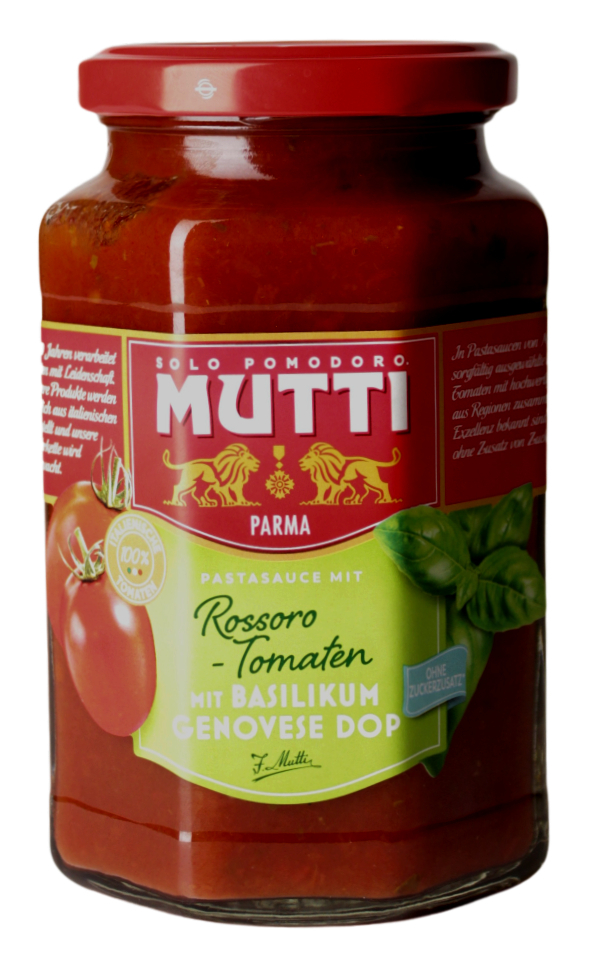 (8,98 €/kg) Mutti Sugo Rossoro-Tomaten mit Basilikum Genovese DOP 400 g