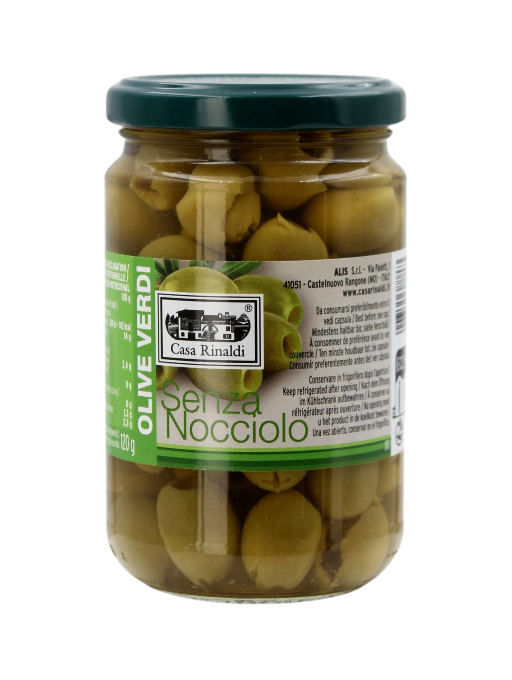 Casa Rinaldi, Olive Verdi Senza Nocciolo 300 g, Antipasti, 0,12 kg