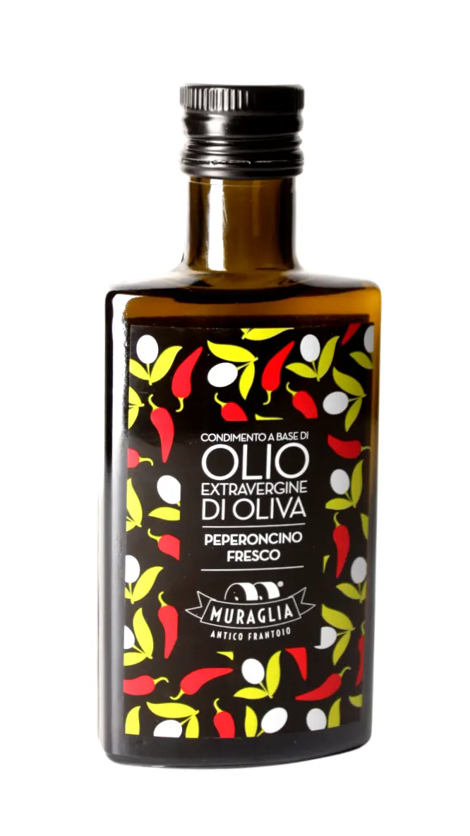 Condimento a Base di Olio Extra Vergine di Oliva Peperoncino Fresco 200 ml Condimento a Base di Olio Extra Vergine di Oliva Peperoncino Fresco 200 ml