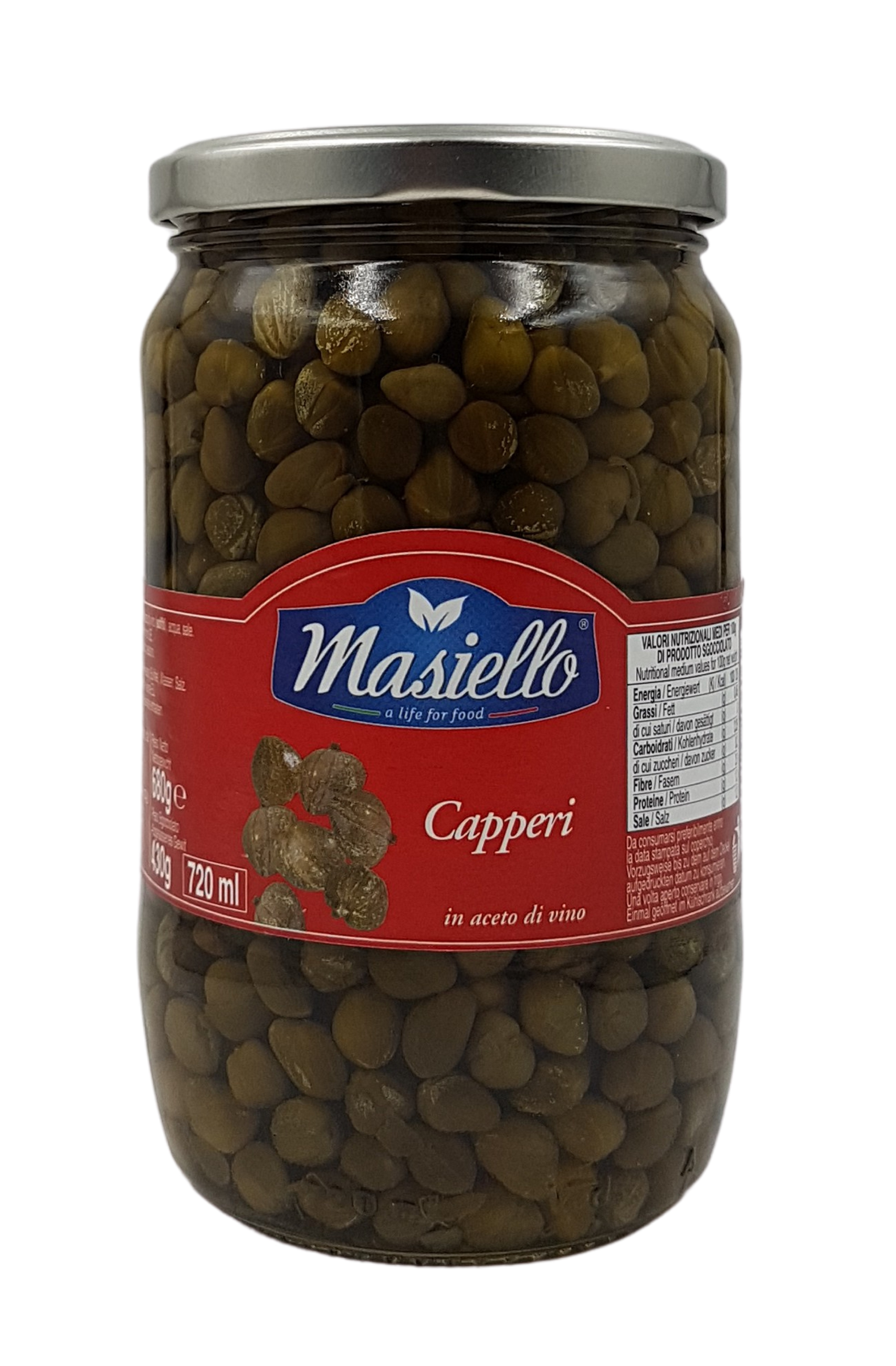 Masiello, Capperi in Aceto di Vino 680 g, Antipasti, 0,43 kg