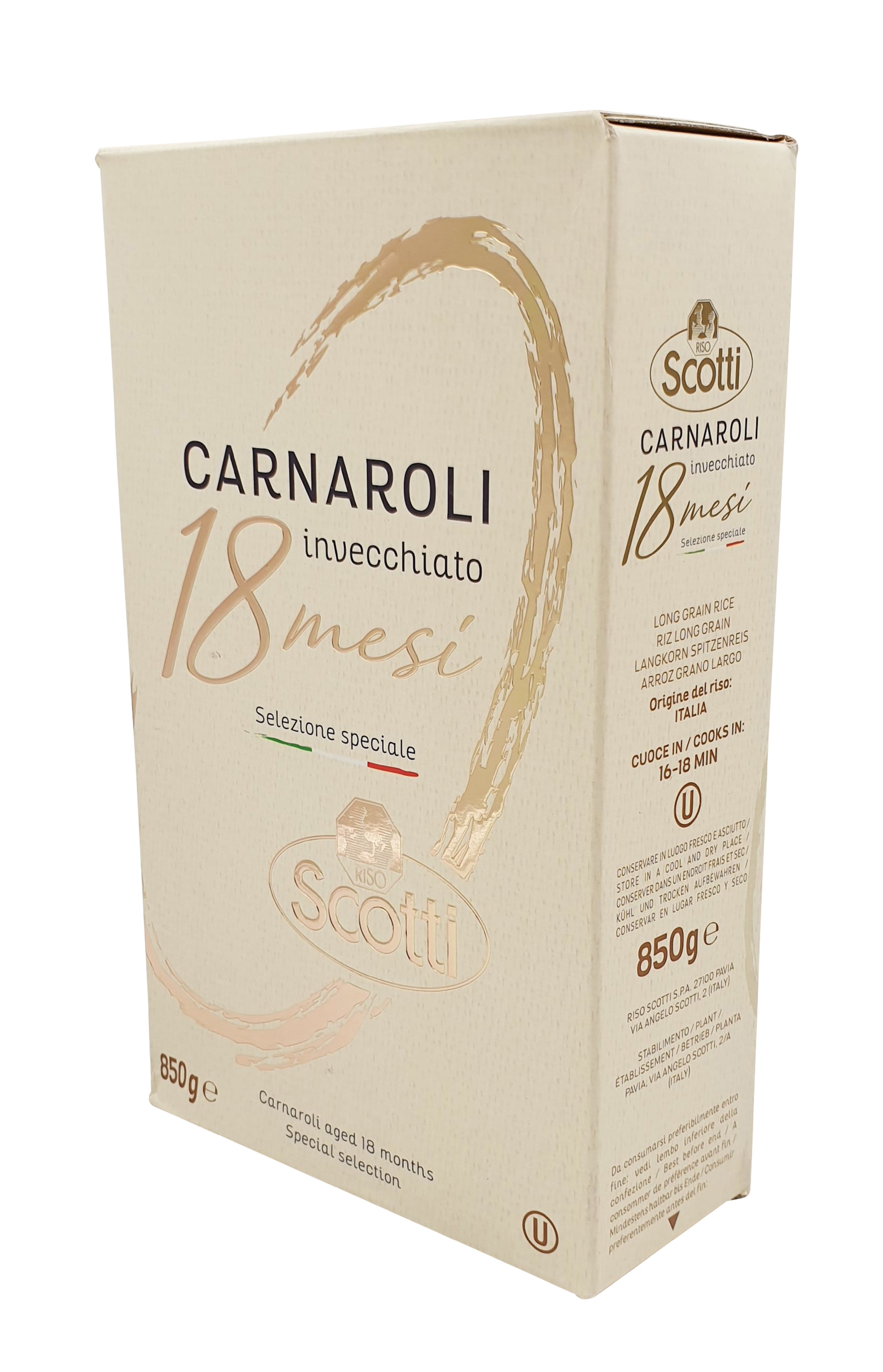 Riso Scotti, Riso Carnaroli Invecchiato 18 mesi 850 g , Reis, 0,85 kg