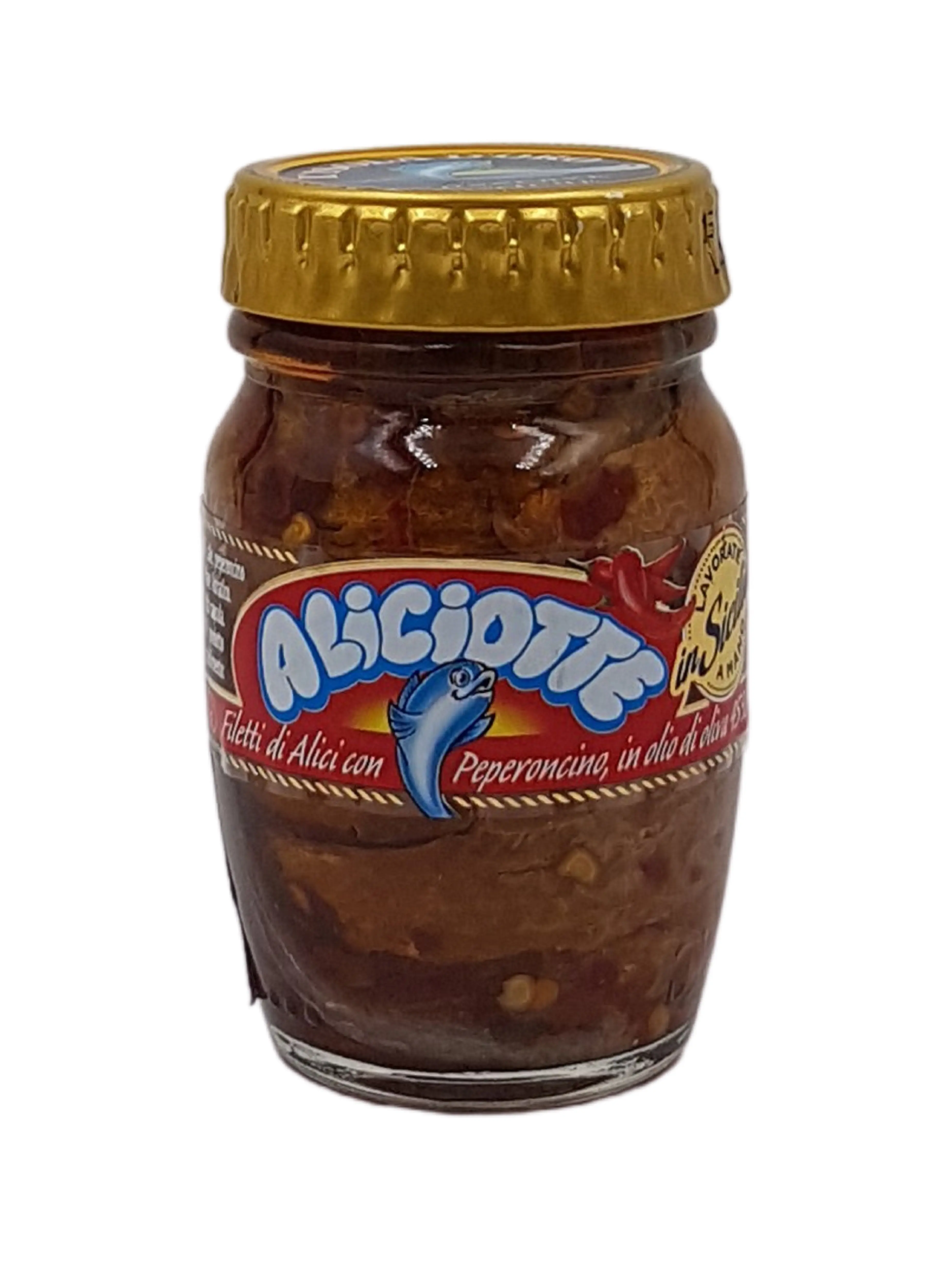 Filetti di Alici con Peperoncino in Olio di Oliva 90 g Filetti di Alici con Peperoncino in Olio di Oliva 90 g
