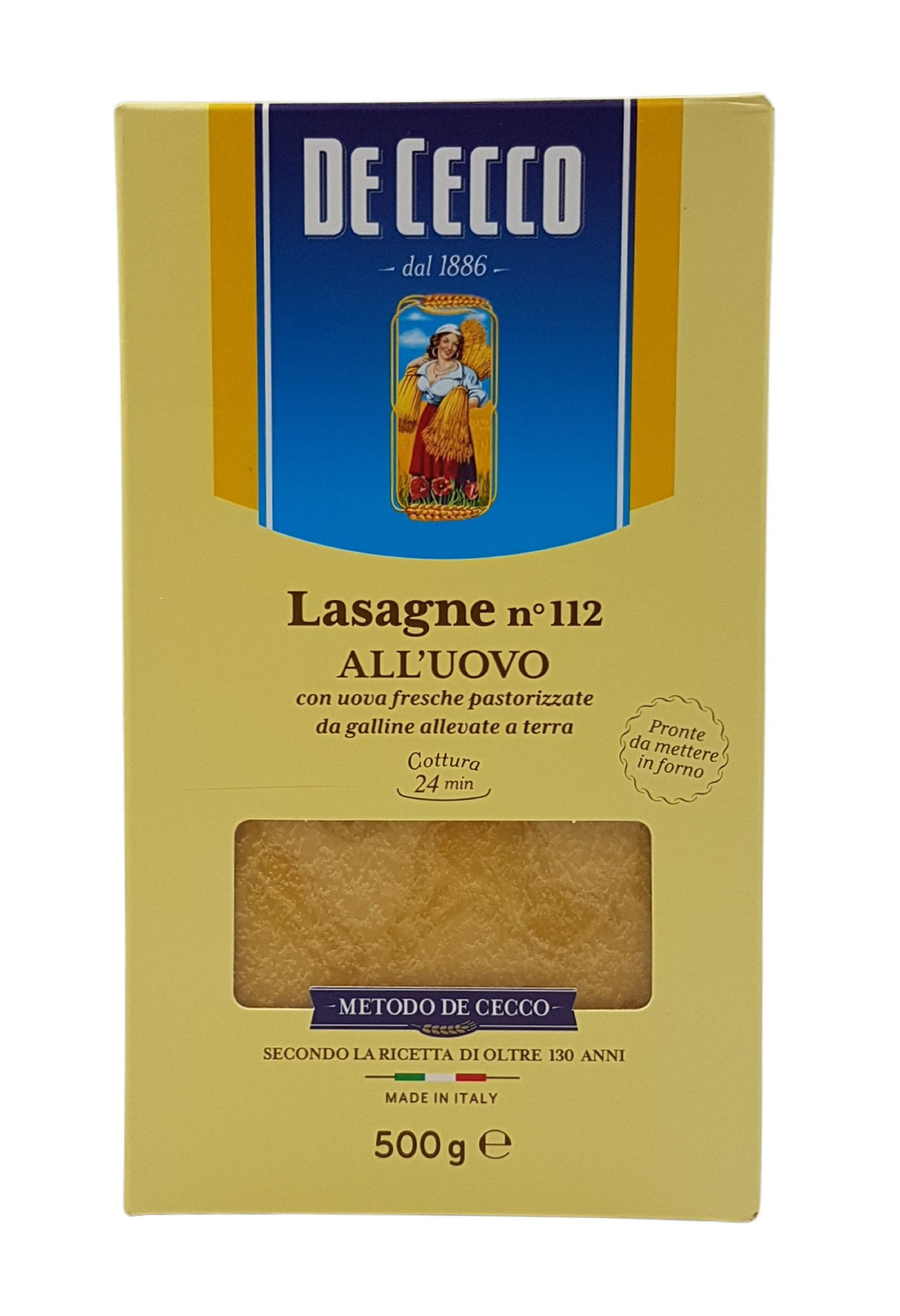 De Cecco, Lasagne all'Uovo N°112 500 g, Pasta, 0,5 kg