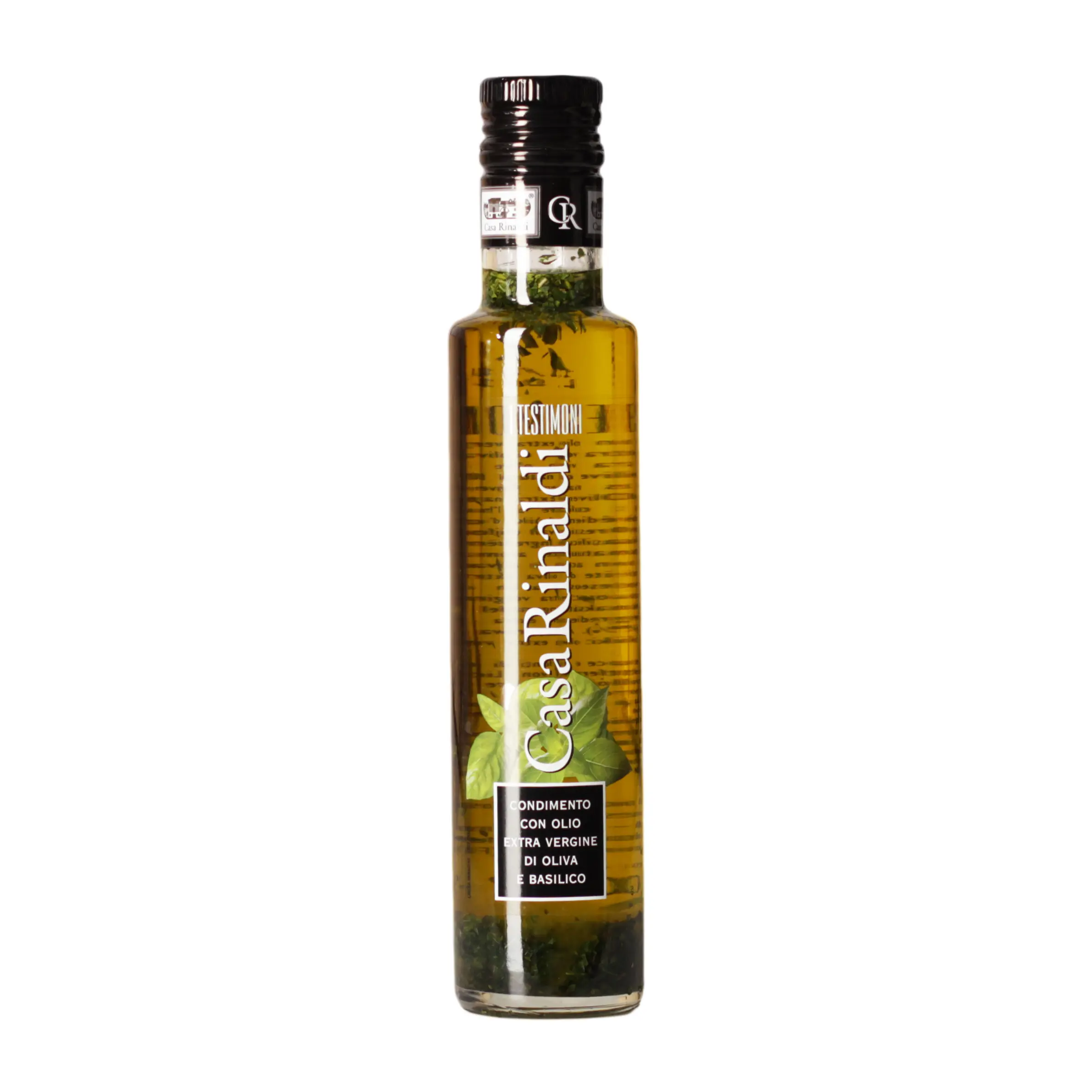 Condimento Testimoni con Olio Extra Vergine di Oliva e Basilico 250 ml Condimento Testimoni con Olio Extra Vergine di Oliva e Basilico 250 ml