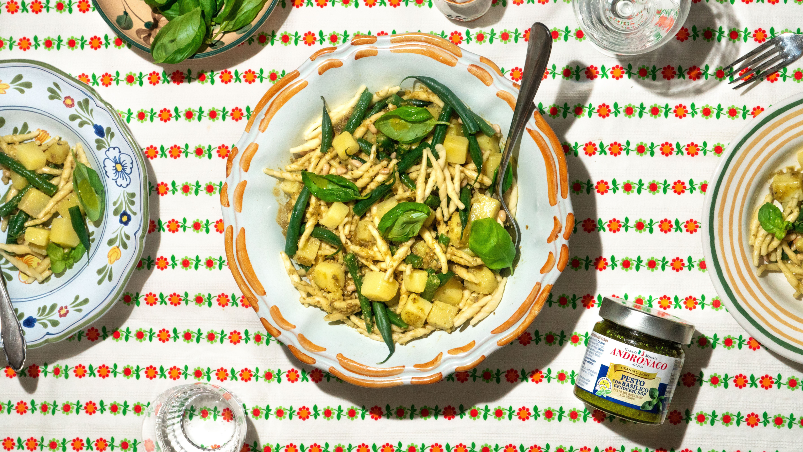 Trofie mit Pesto, Kartoffeln und grünen Bohnen