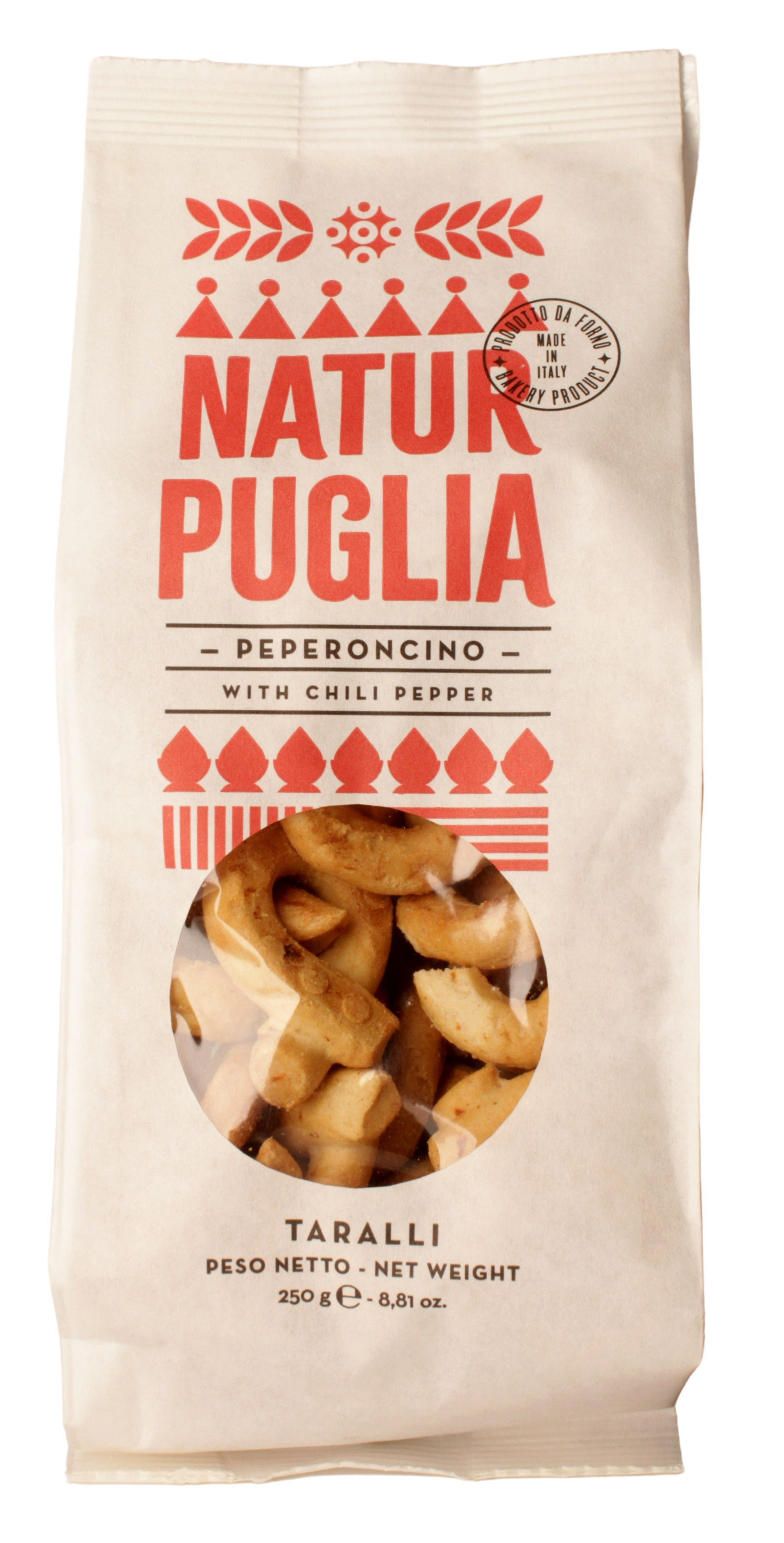 Natur Puglia, Taralli al Peperoncino 250 g, Brot & Knabbern, 0,25 kg