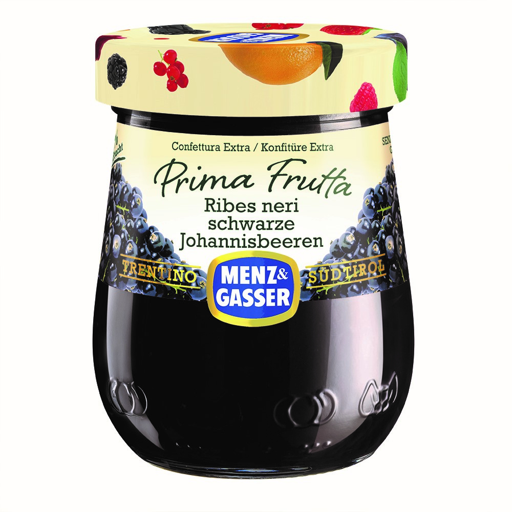 Menz & Gasser, Confettura Prima Frutta Ribes neri 340 g, Süße Aufstriche, 0,34 kg