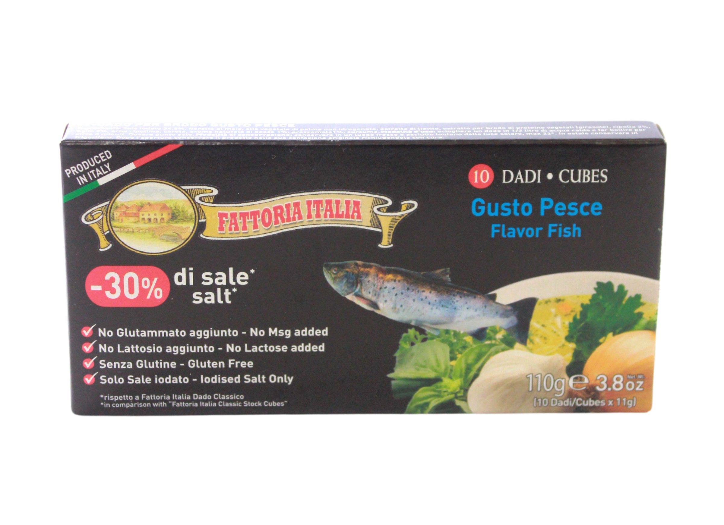 Fattoria Italia, Dado per Brodo Gusto Pesce 110 g, Gewürze, 0,11 kg