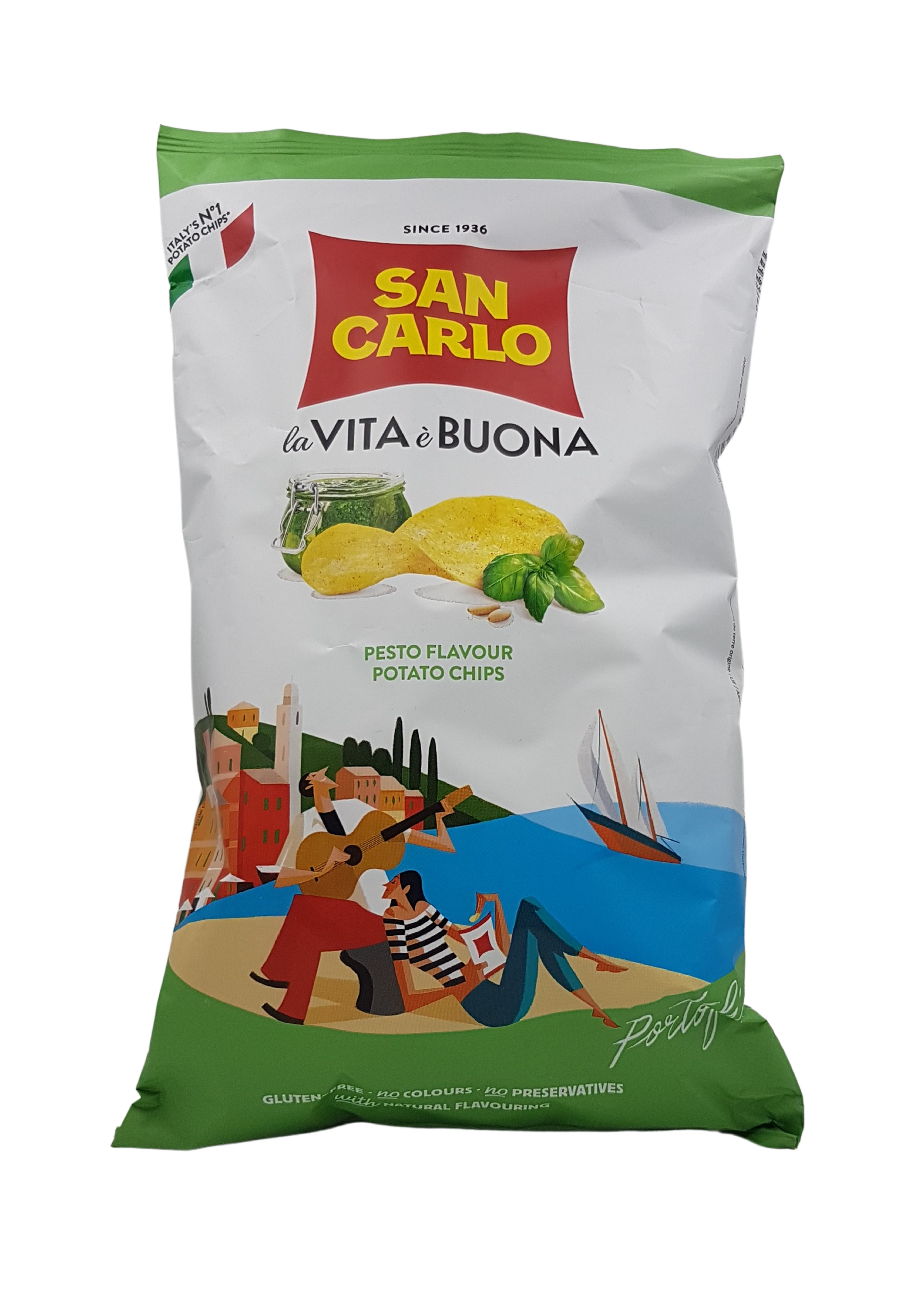 San Carlo, Chips Gusto Pesto Portofino 150 g, Brot & Knabbern, 0,15 kg