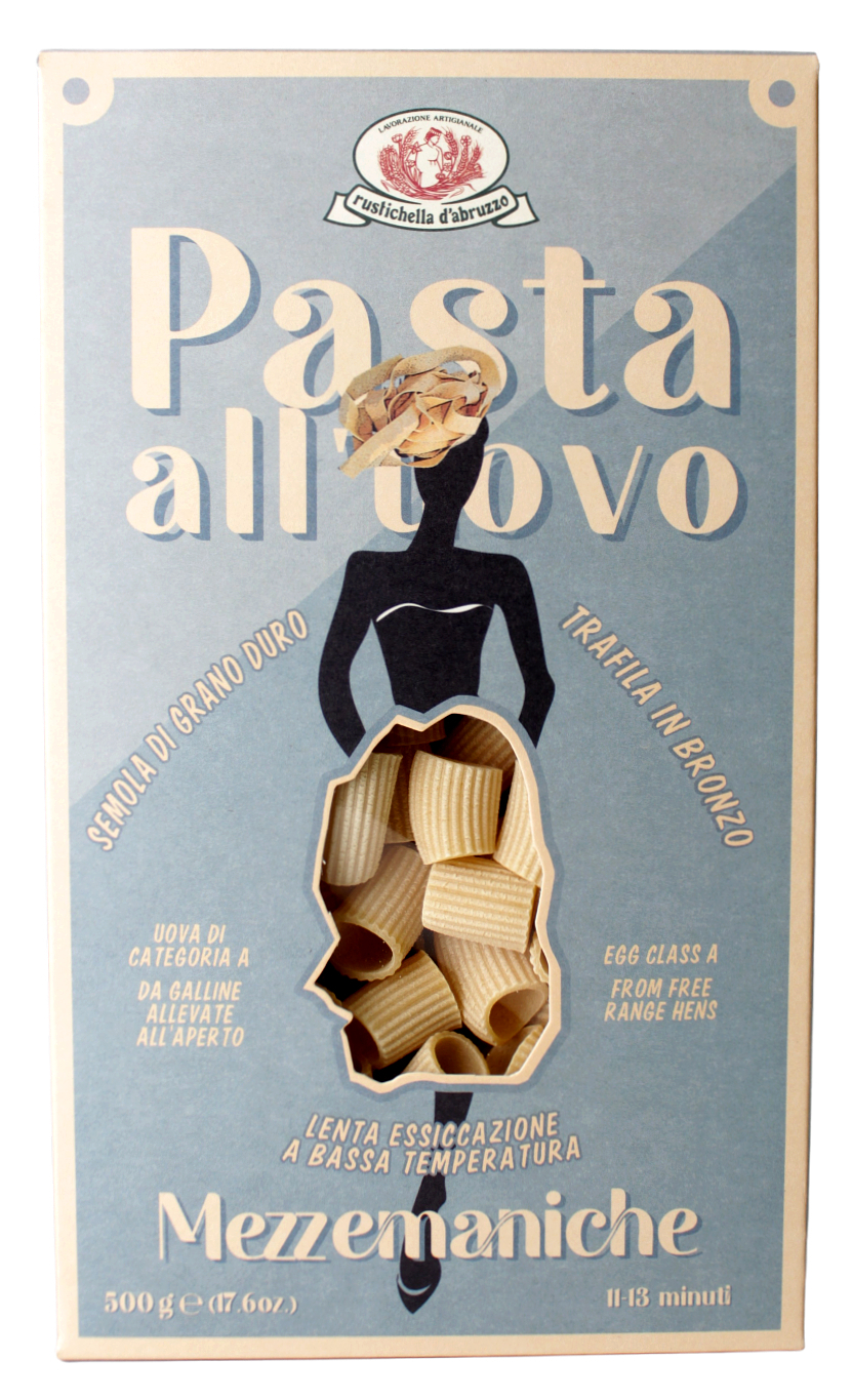 Rustichella d'Abruzzo, Pasta all'Uovo Mezzemaniche 500 g, Pasta, 0,5 kg