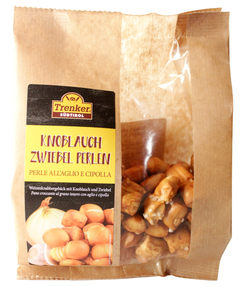 Trenker, Knoblauch Zwiebel Perlen 150 g, Brot & Knabbern, 0,15 kg