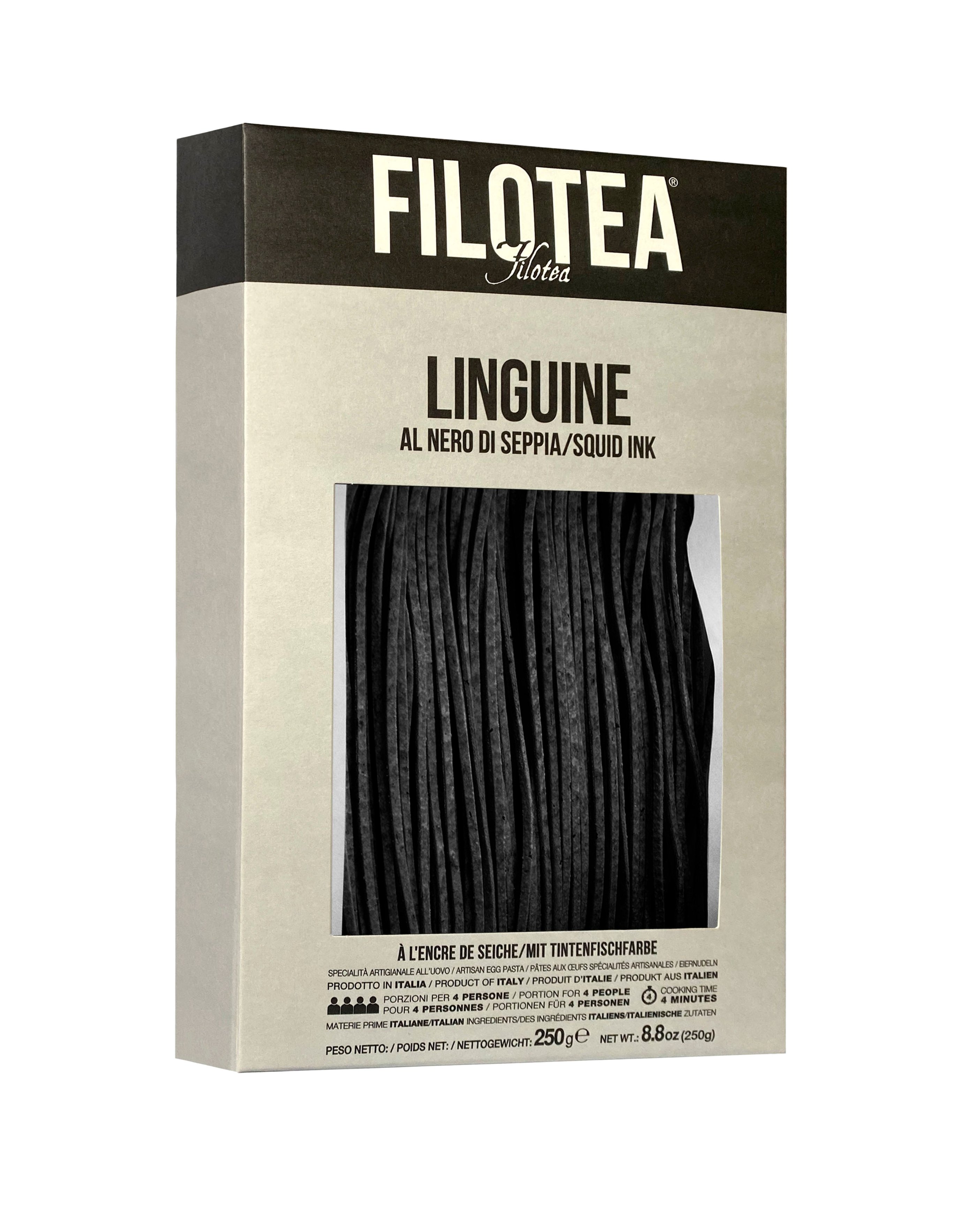 Filotea, Linguine al Nero di Seppia 250 g, Pasta, 0,25 kg